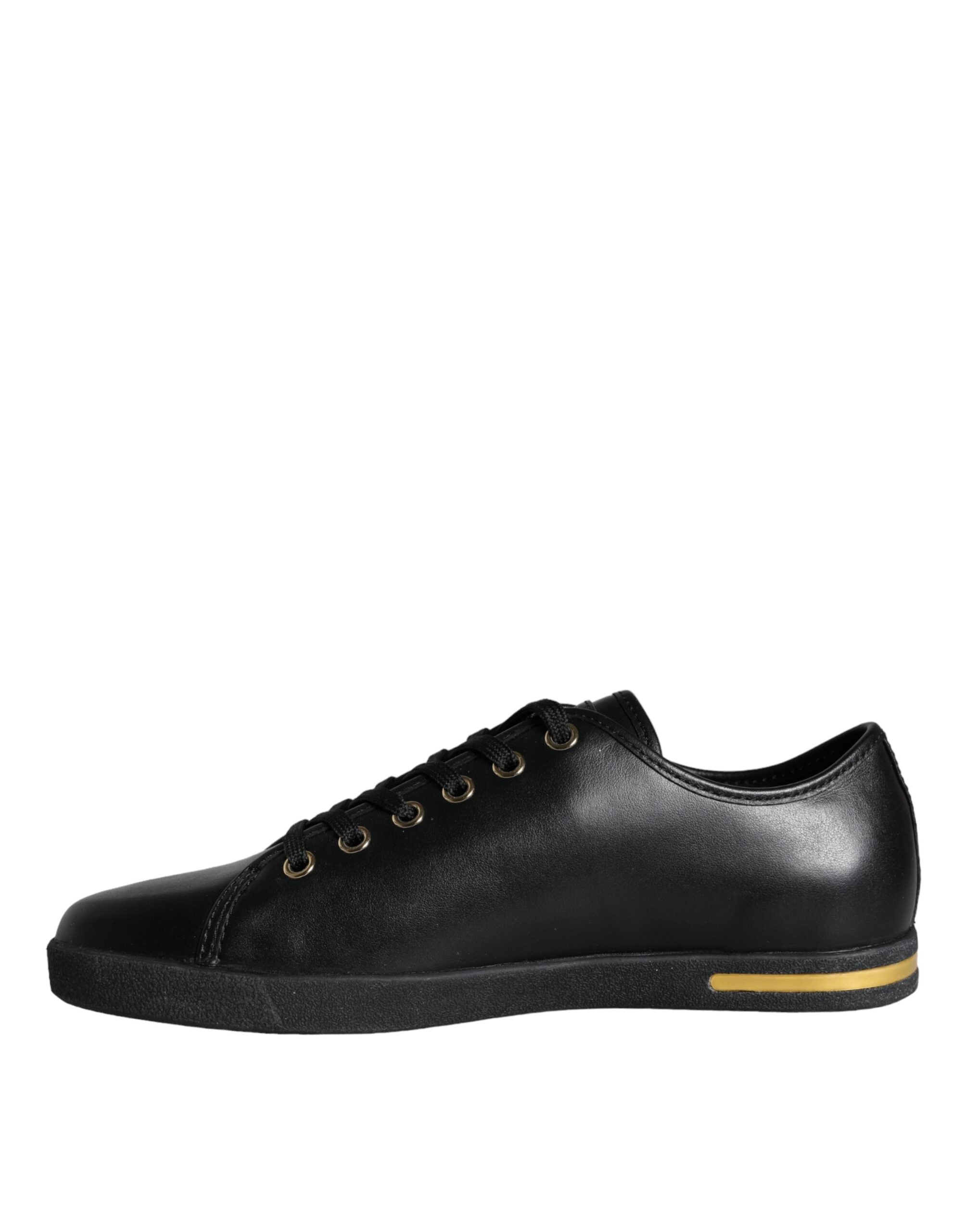 Black Gold Leather Classic Sneakers Shoes - ventzia