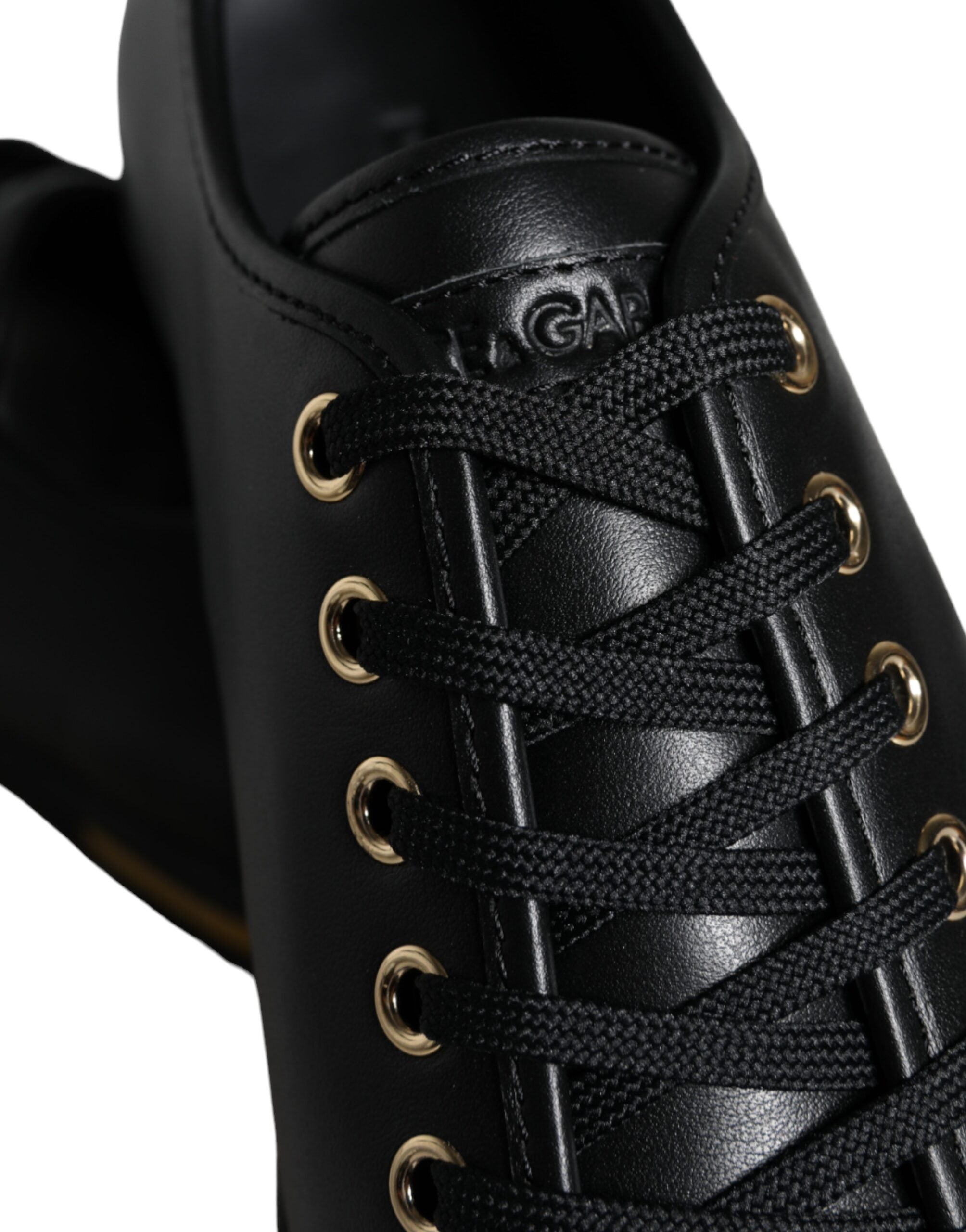 Black Gold Leather Classic Sneakers Shoes - ventzia