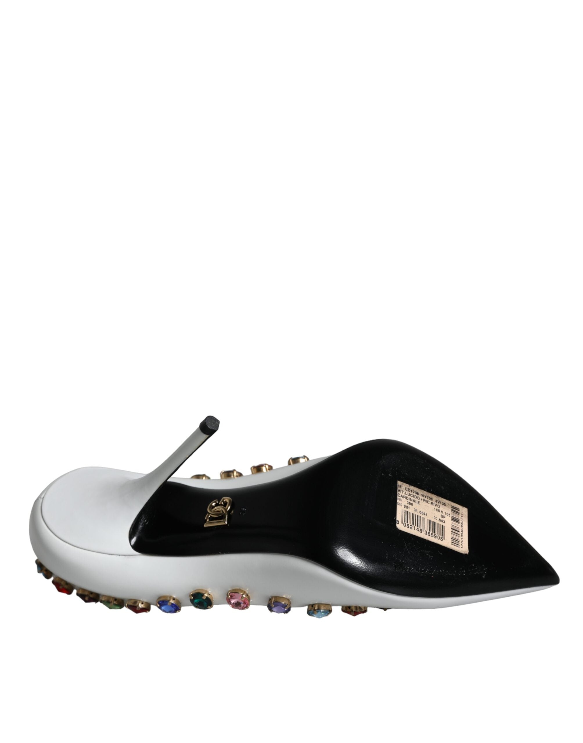 White Crystal Leather High Heels Pumps Shoes - ventzia