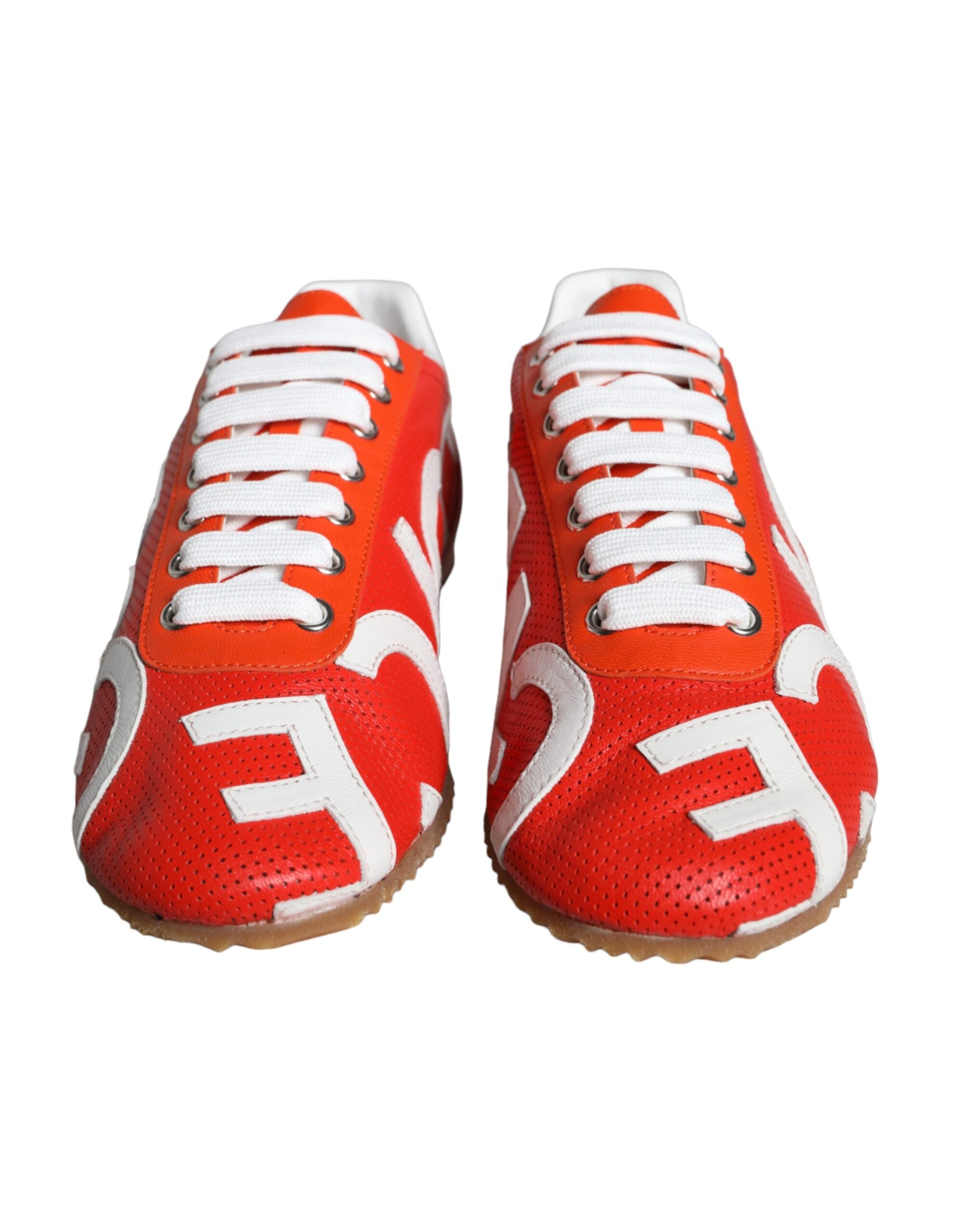 Red White Leather Logo Casual Sneakers Shoes - ventzia
