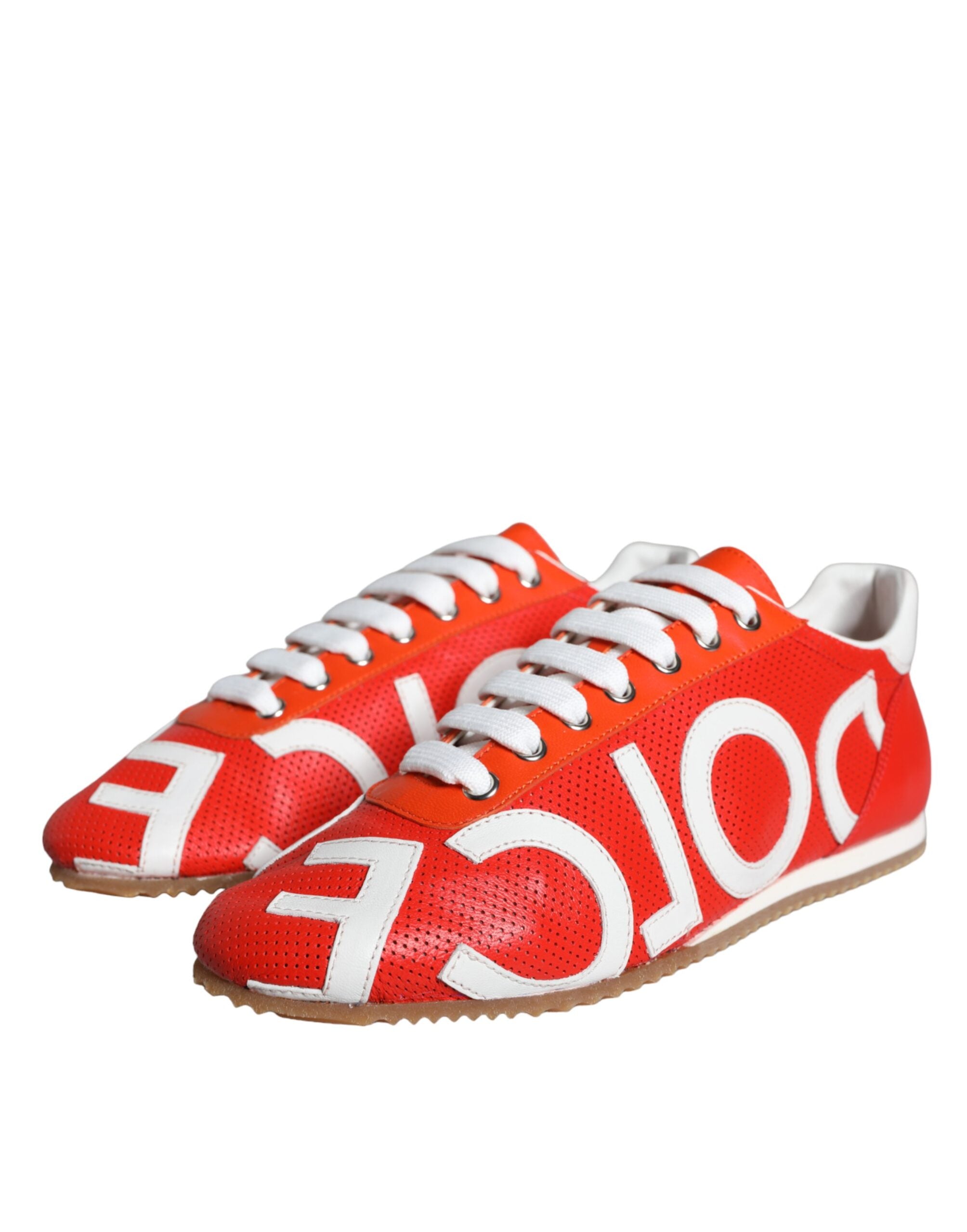 Red White Leather Logo Casual Sneakers Shoes - ventzia