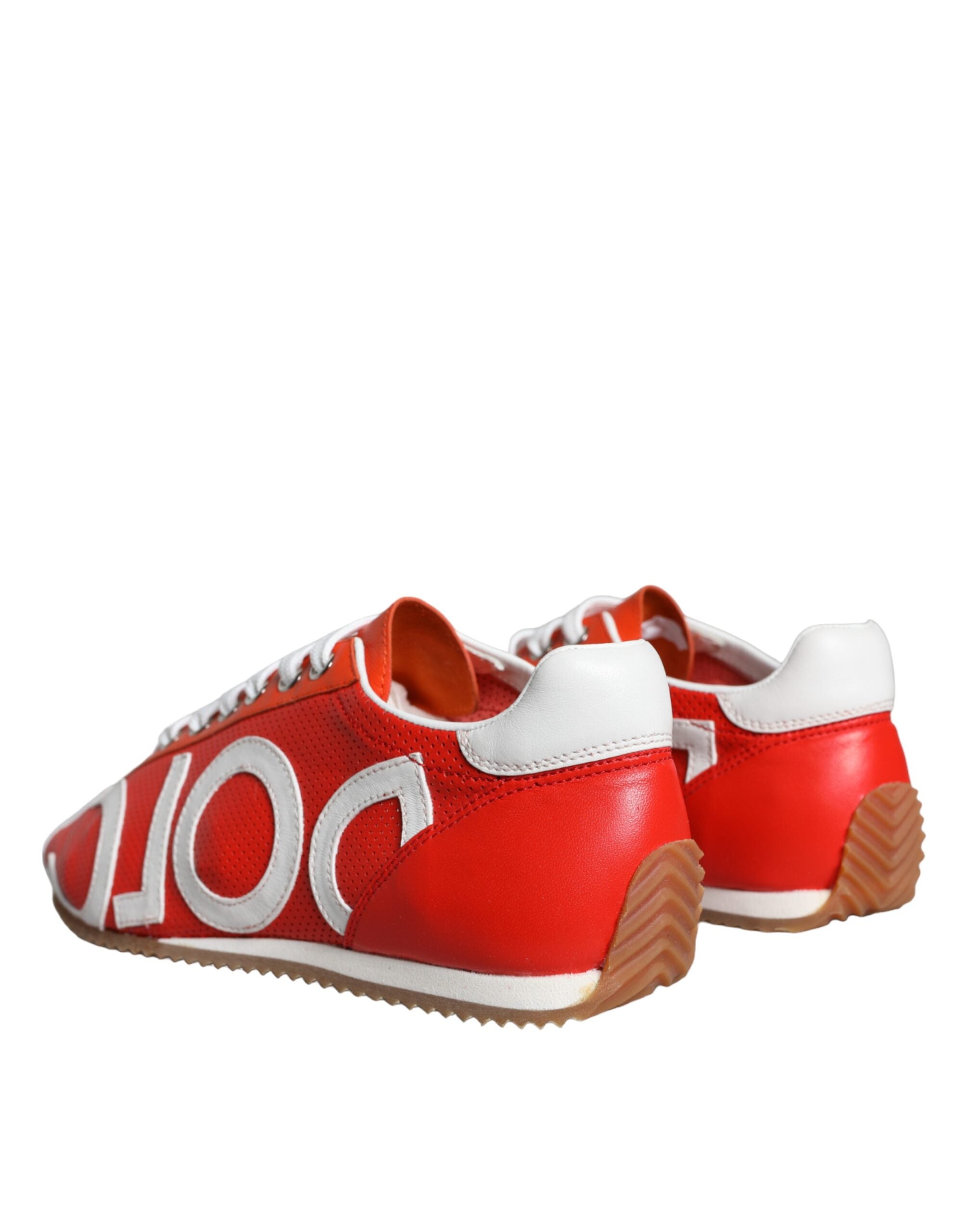 Red White Leather Logo Casual Sneakers Shoes - ventzia