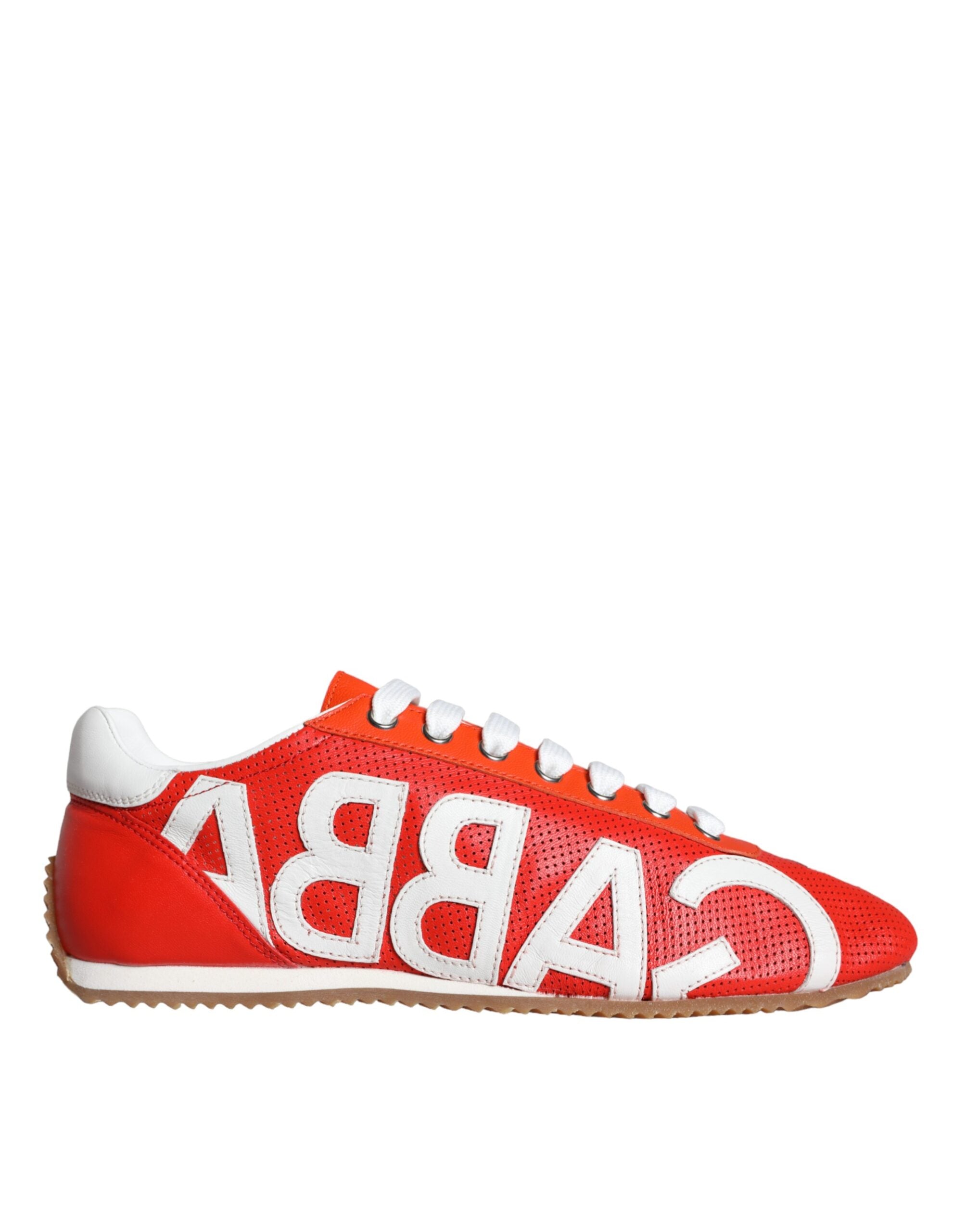 Red White Leather Logo Casual Sneakers Shoes - ventzia