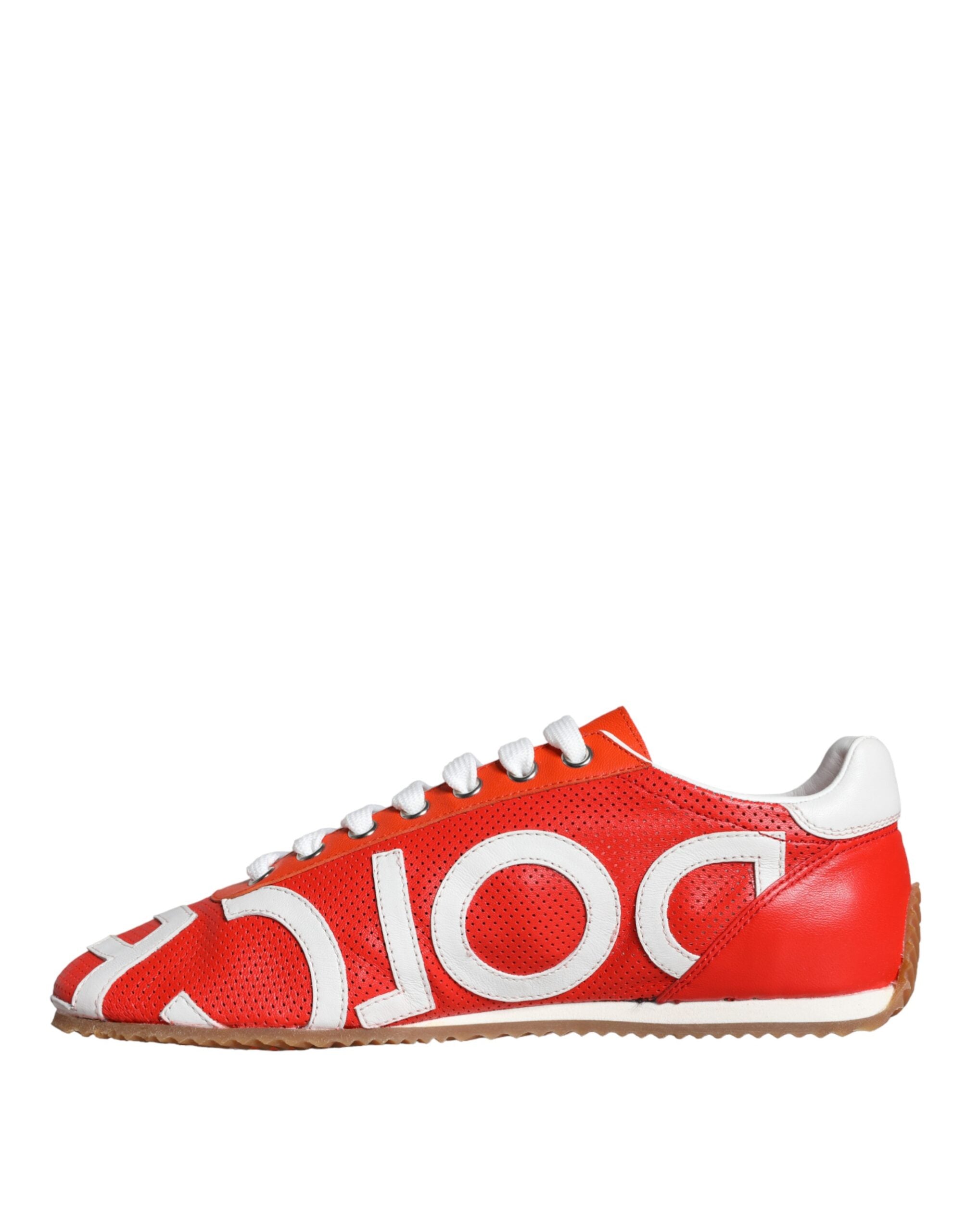 Red White Leather Logo Casual Sneakers Shoes - ventzia