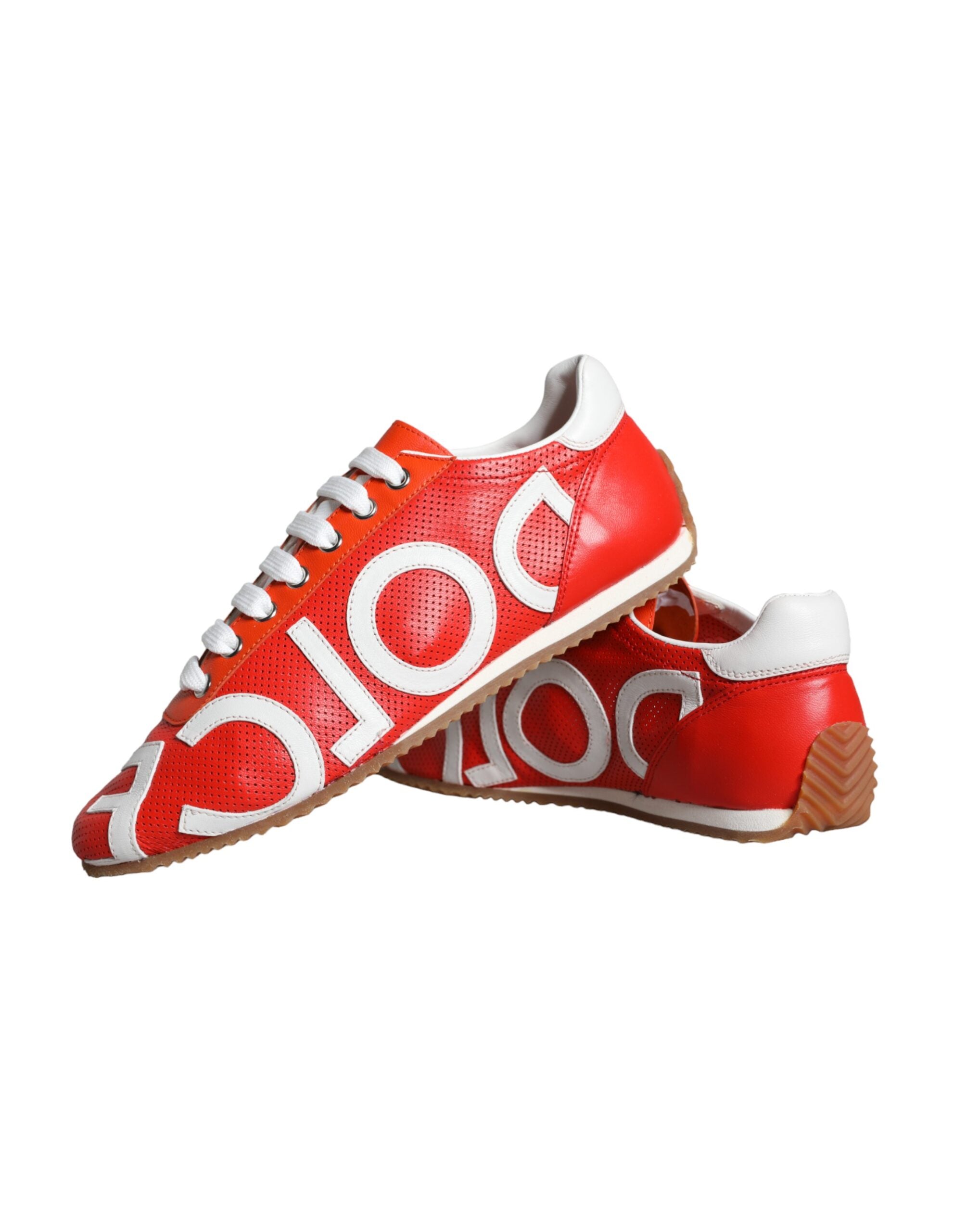 Red White Leather Logo Casual Sneakers Shoes - ventzia