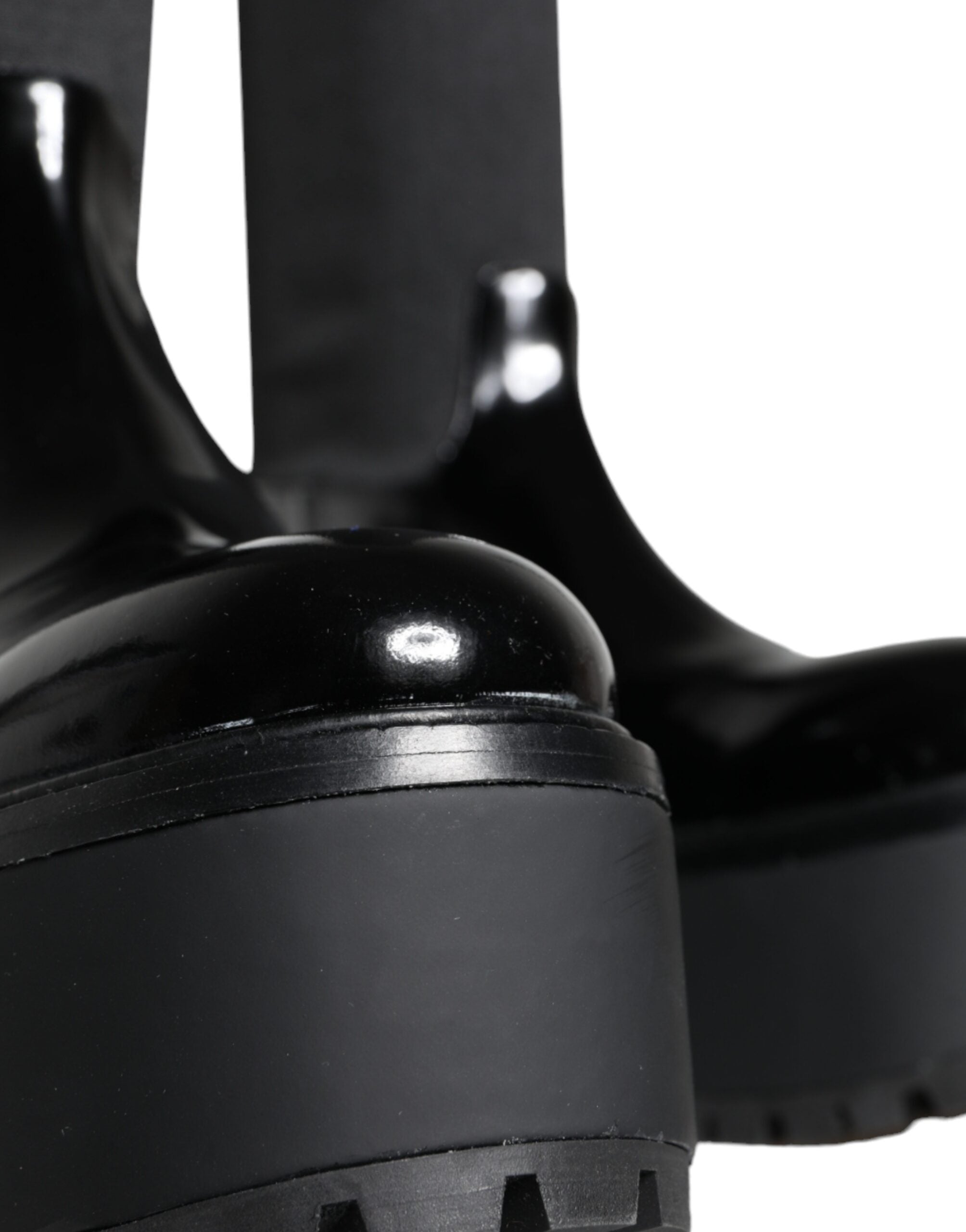 Black Leather Jersey Knee High Boots Shoes - ventzia