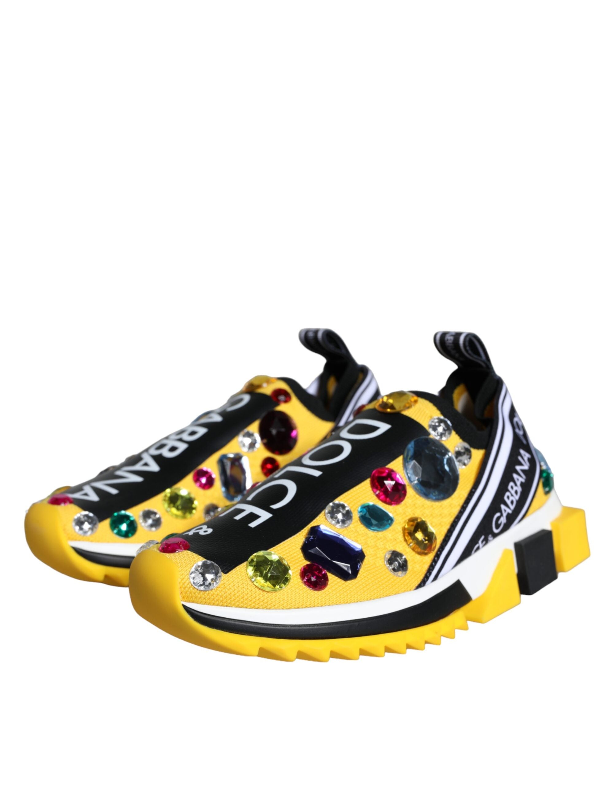 Yellow Sorrento Crystals Sneakers Womens Shoes - ventzia
