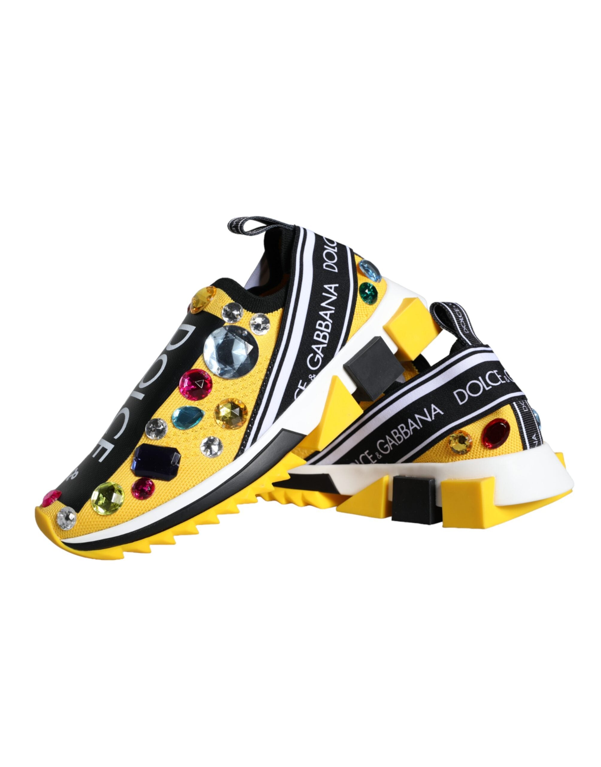 Yellow Sorrento Crystals Sneakers Womens Shoes - ventzia