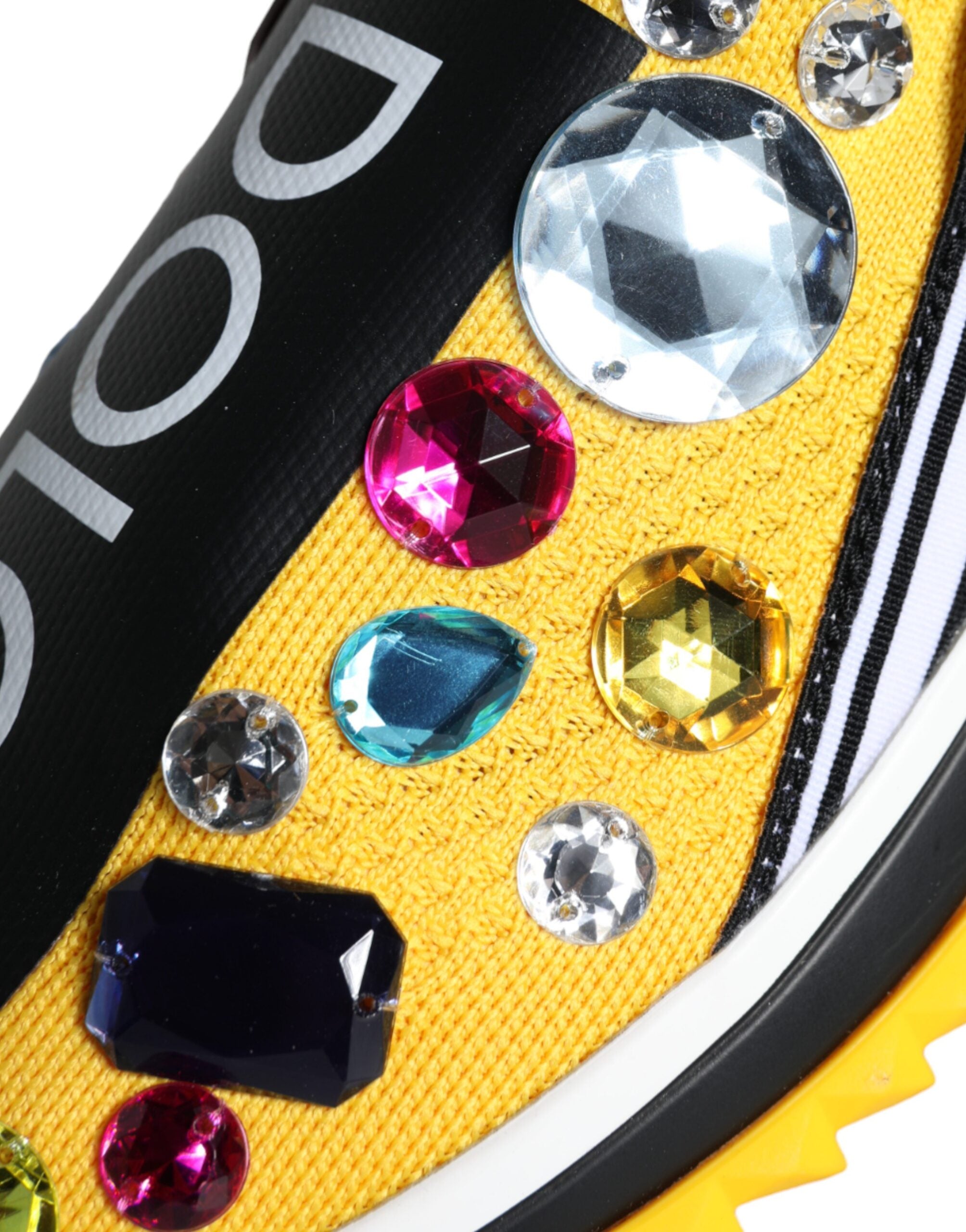 Yellow Sorrento Crystals Sneakers Womens Shoes - ventzia