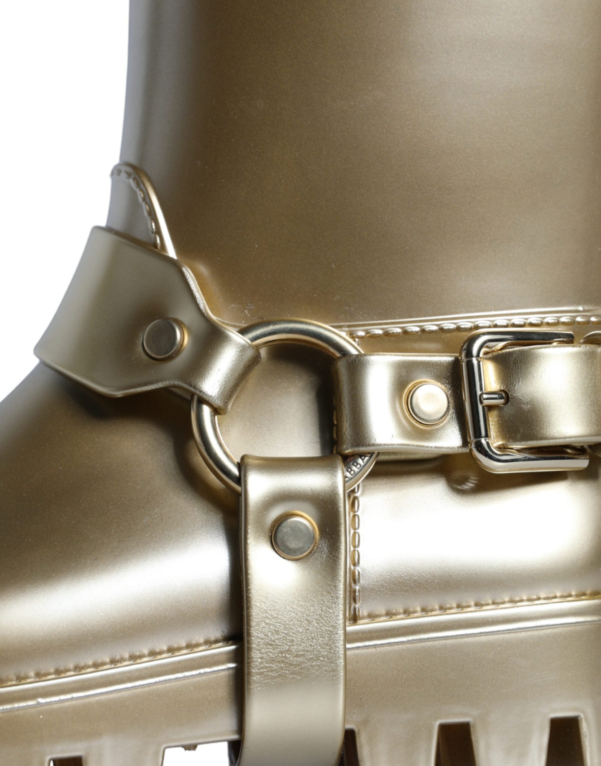 Metallic Gold Rubber PVC Rain Boots Shoes - ventzia