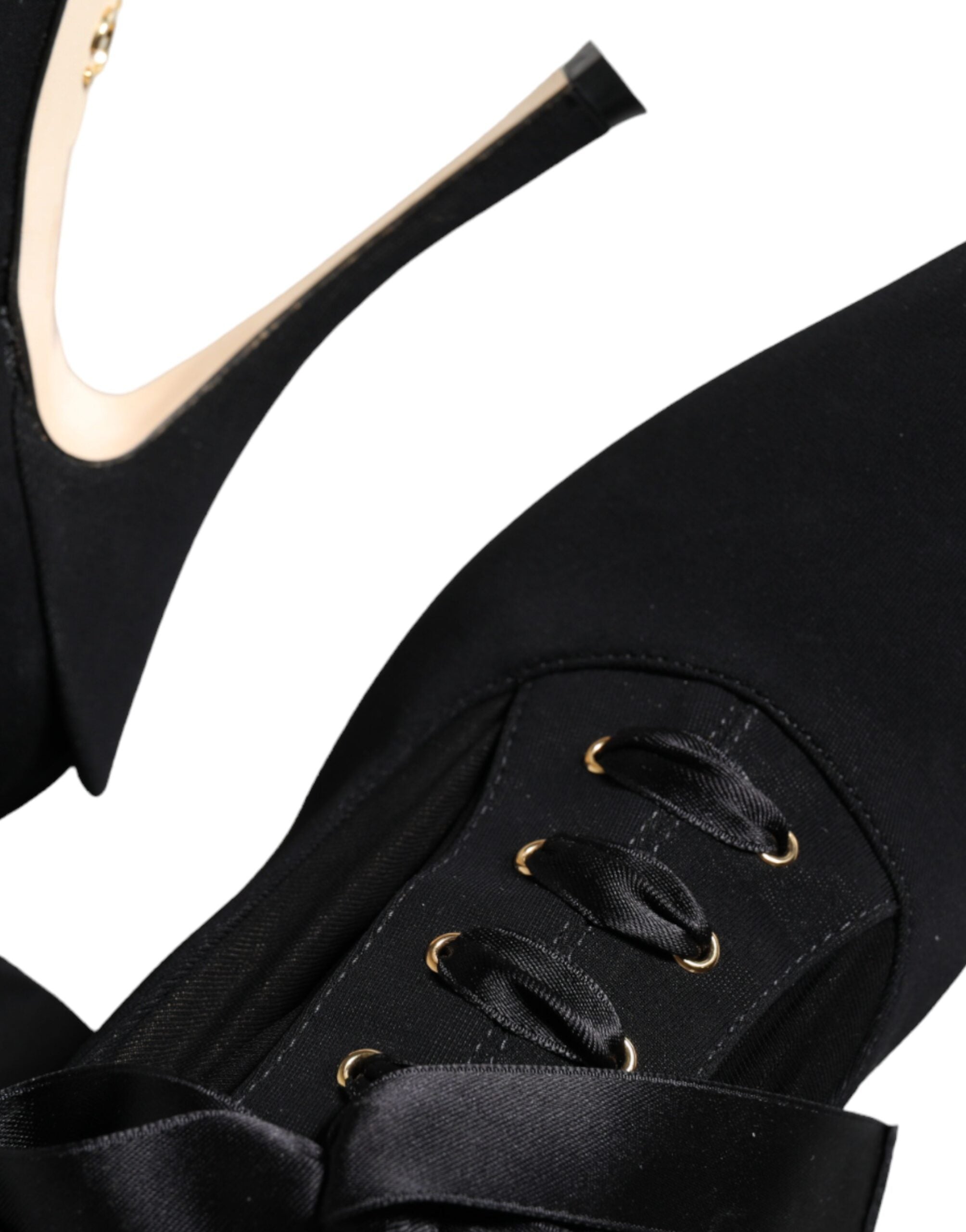 Black Stiletto Heels Mid Calf Boots Shoes - ventzia