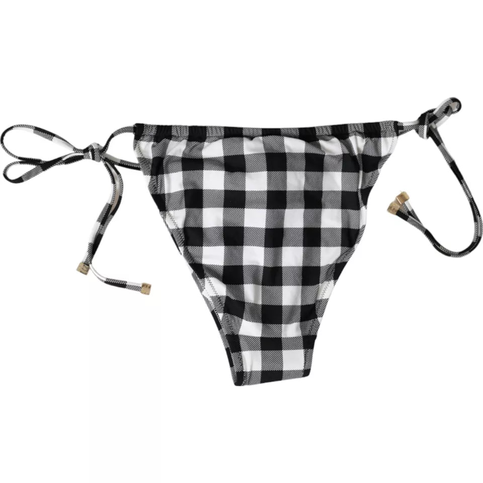 Black White Check Swimwear Beachwear Bottom Bikini - ventzia