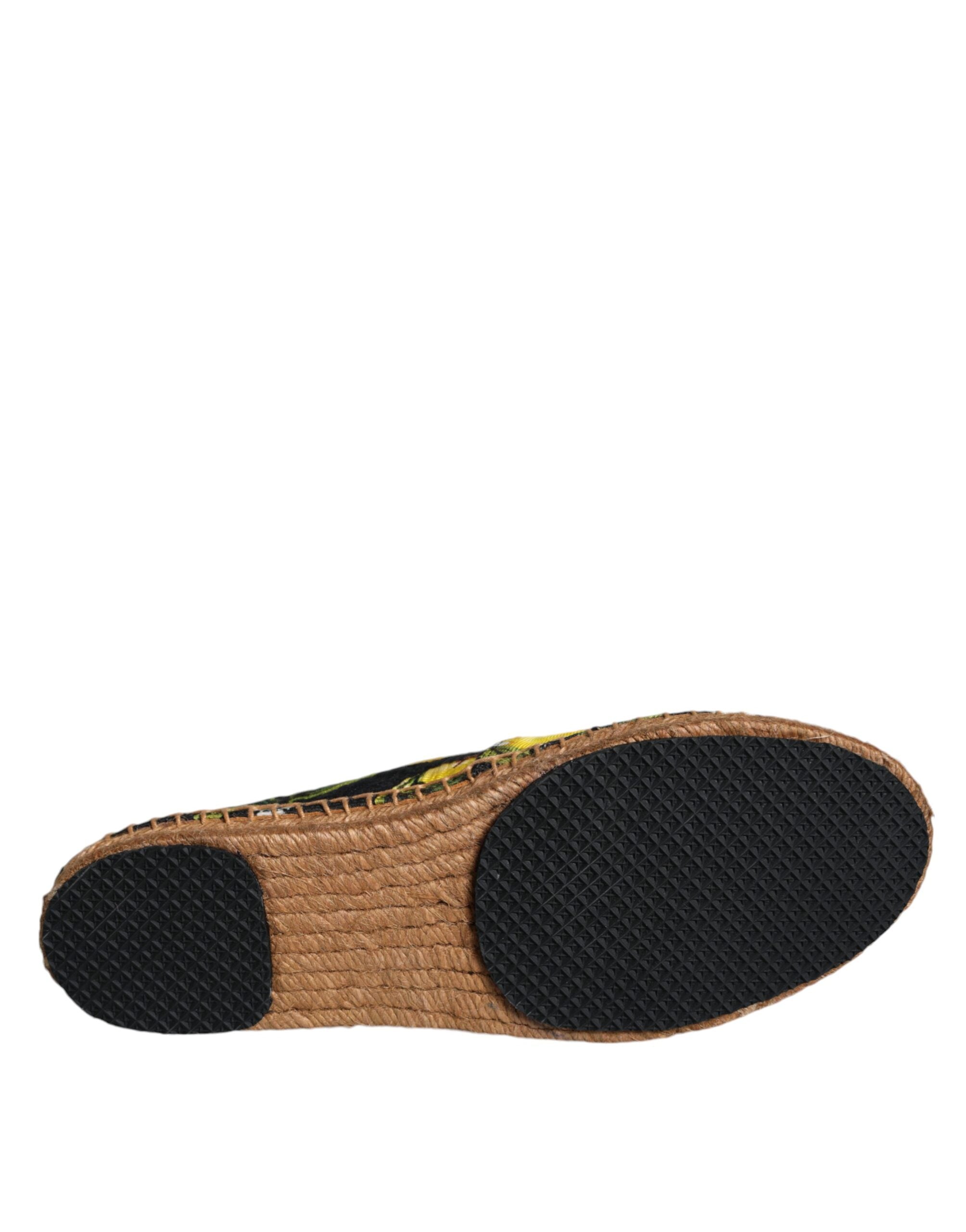 Multicolor Lemon Slip On Espadrilles Shoes - ventzia