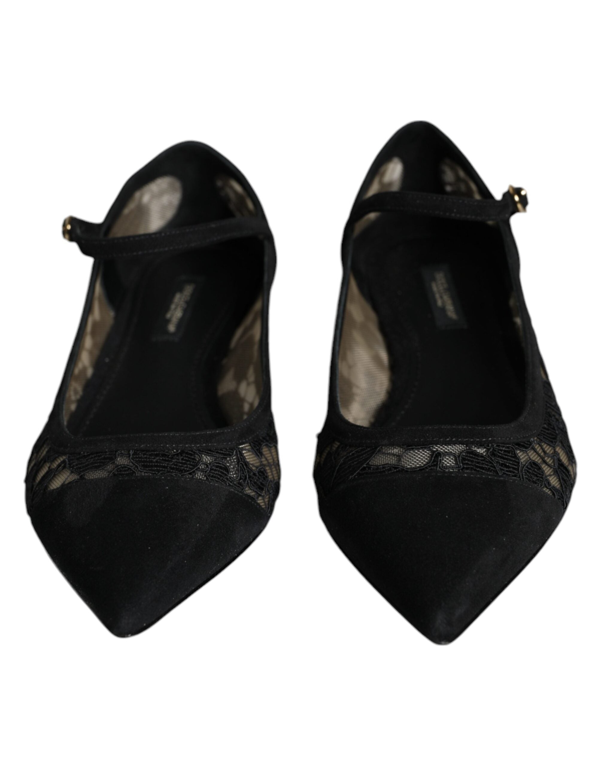 Black Taormina Lace Bellucci Flats Shoes - ventzia