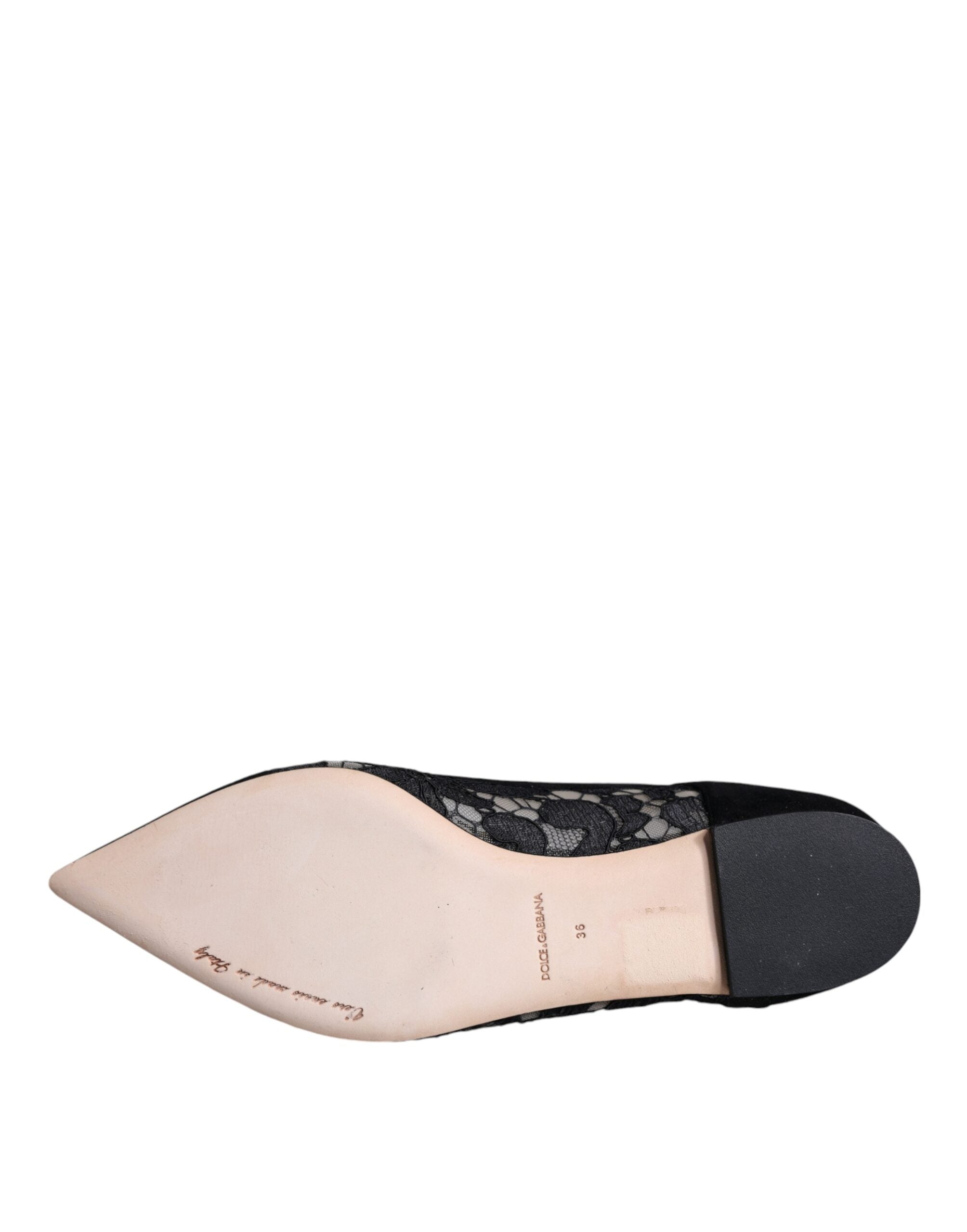 Black Taormina Lace Bellucci Flats Shoes - ventzia