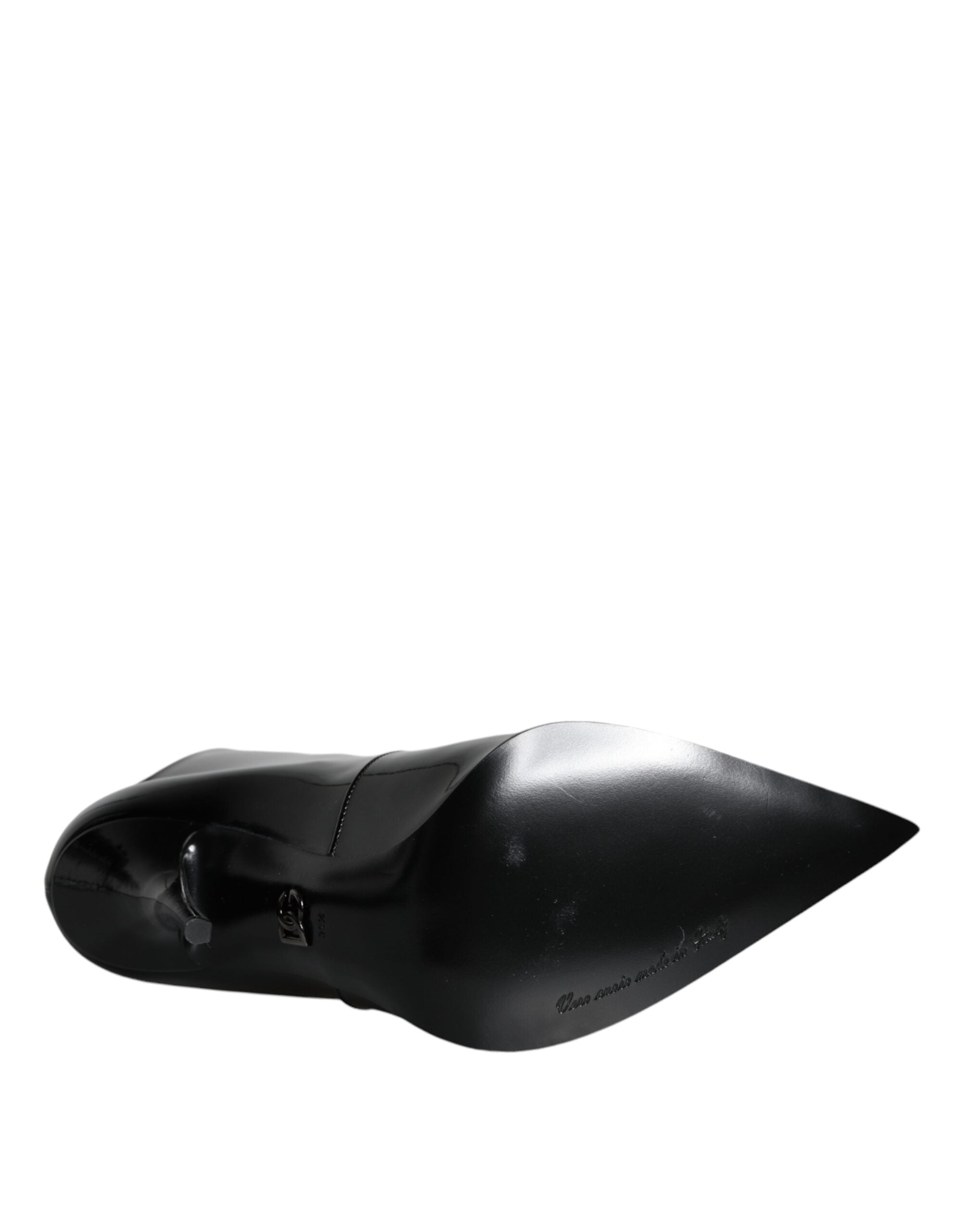 Black Patent Leather Pointed Ankle Boots Shoes - ventzia