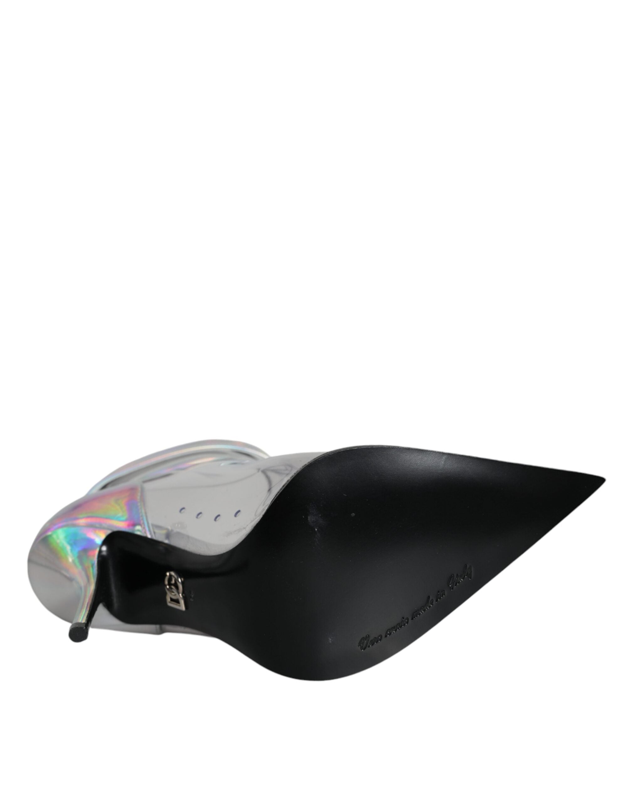 Silver Iridescent PVC Pointed Short Boots Shoes - ventzia