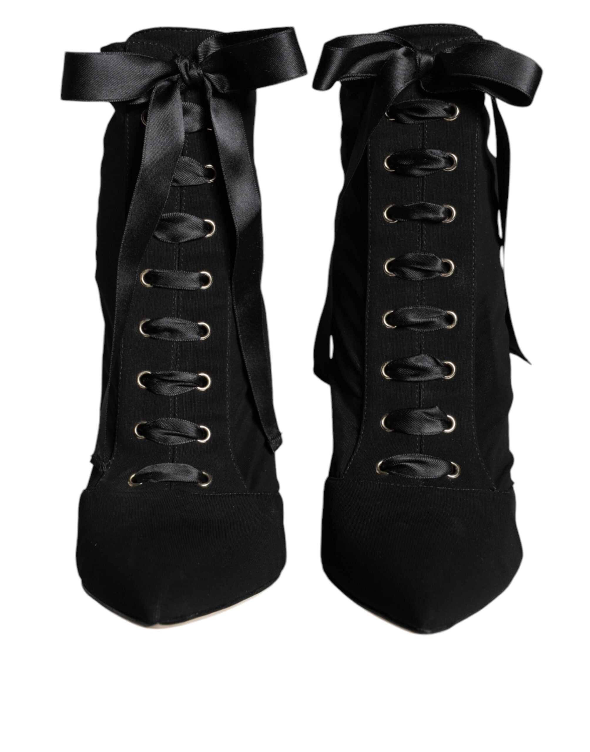 Black Jersey Stretch Ankle Booties Shoes - ventzia