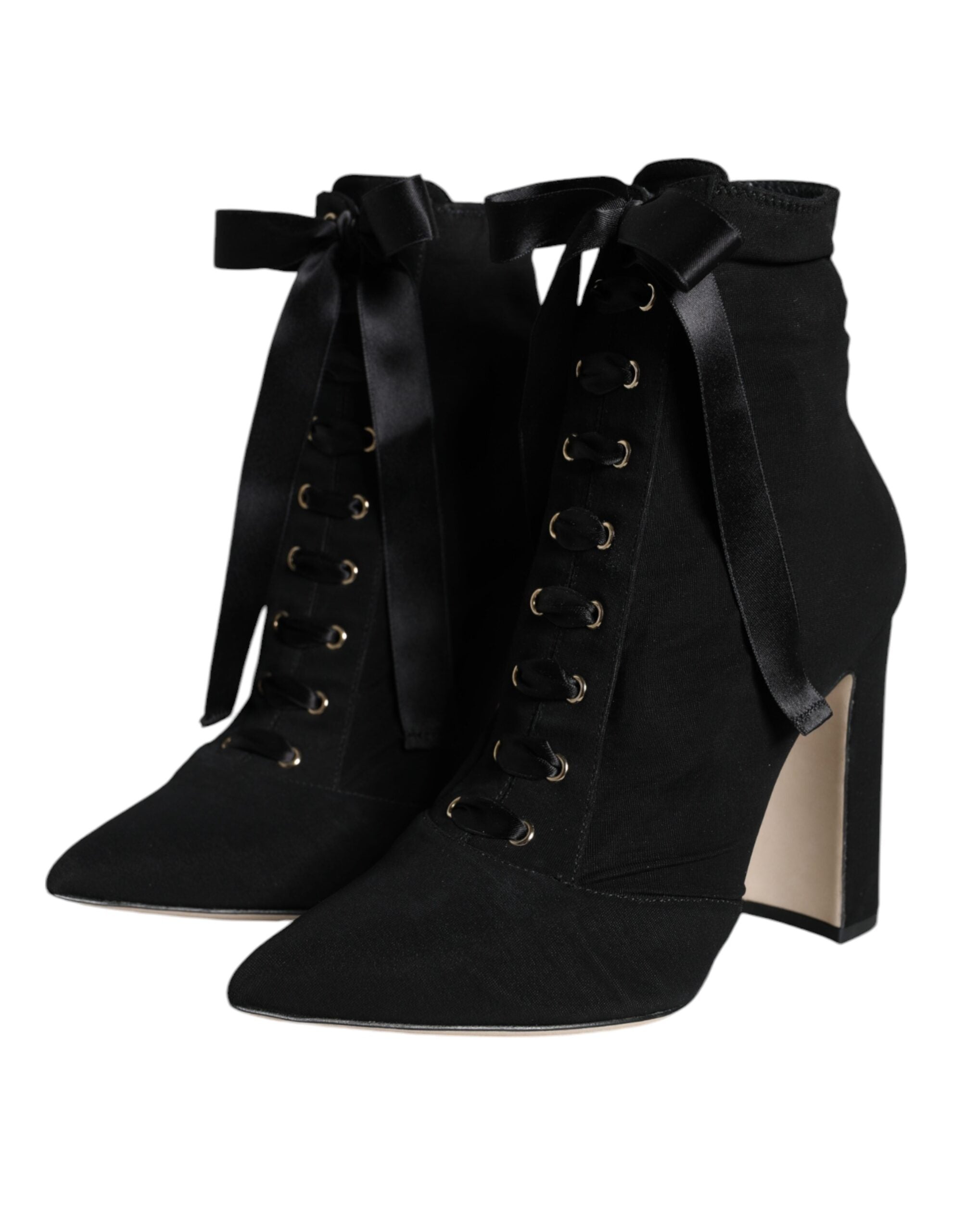 Black Jersey Stretch Ankle Booties Shoes - ventzia