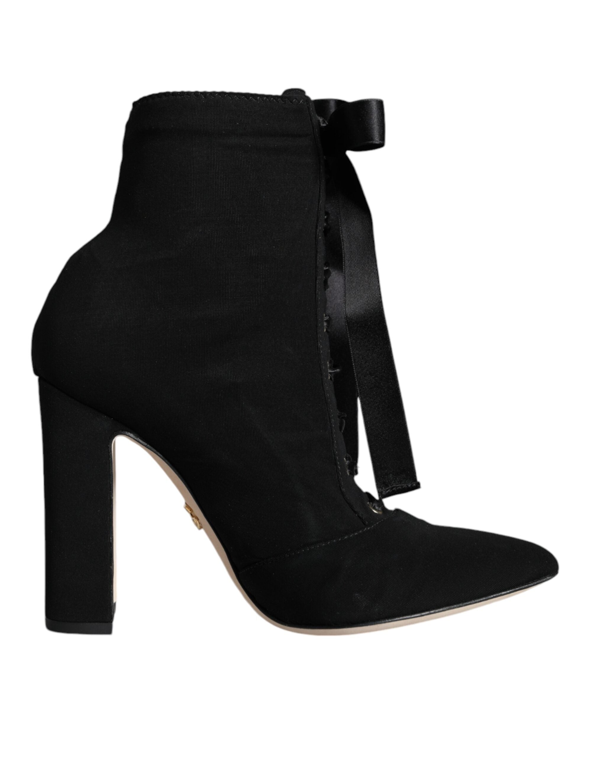 Black Jersey Stretch Ankle Booties Shoes - ventzia