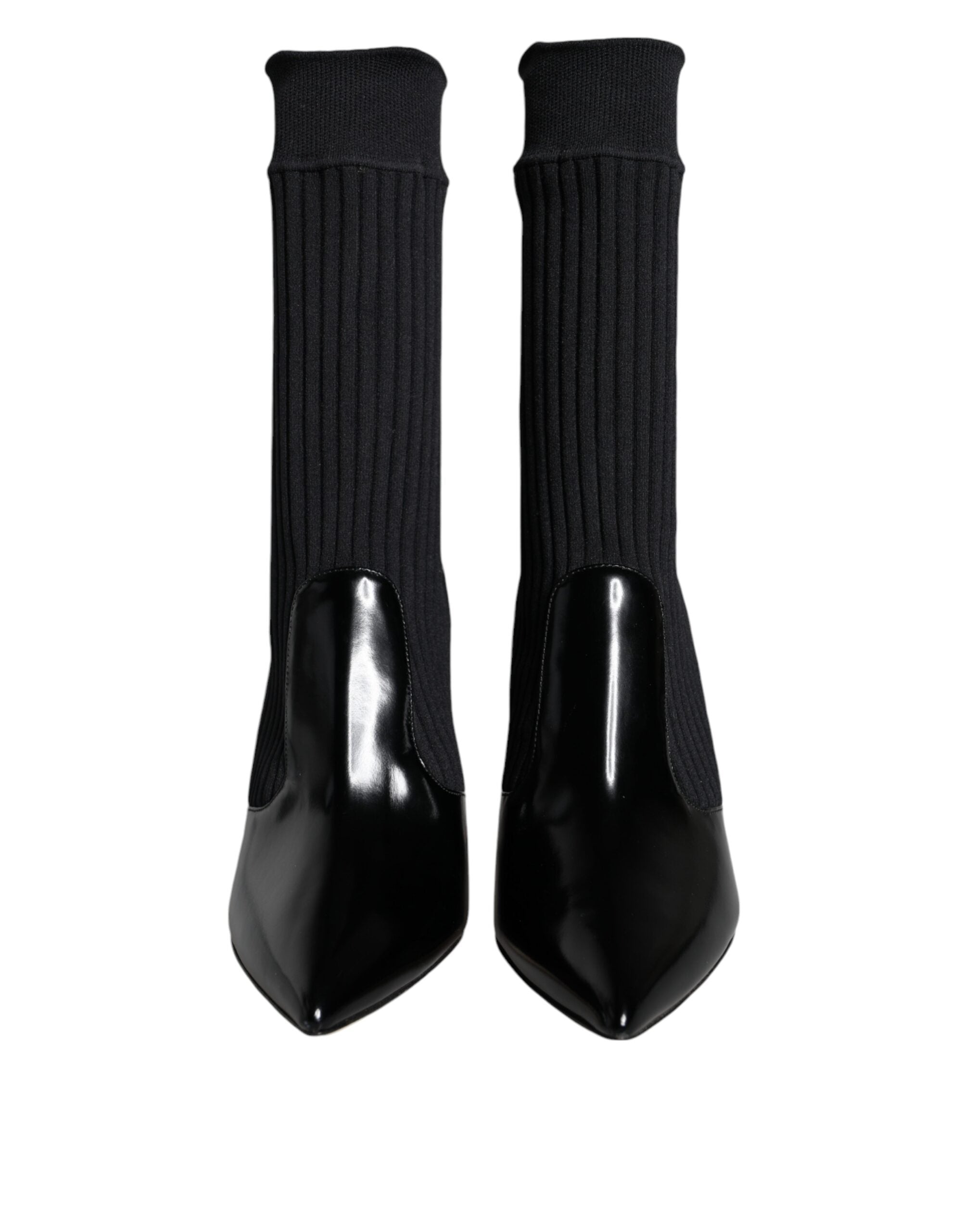 Black Stretch Stilettos Booties Socks Shoes - ventzia