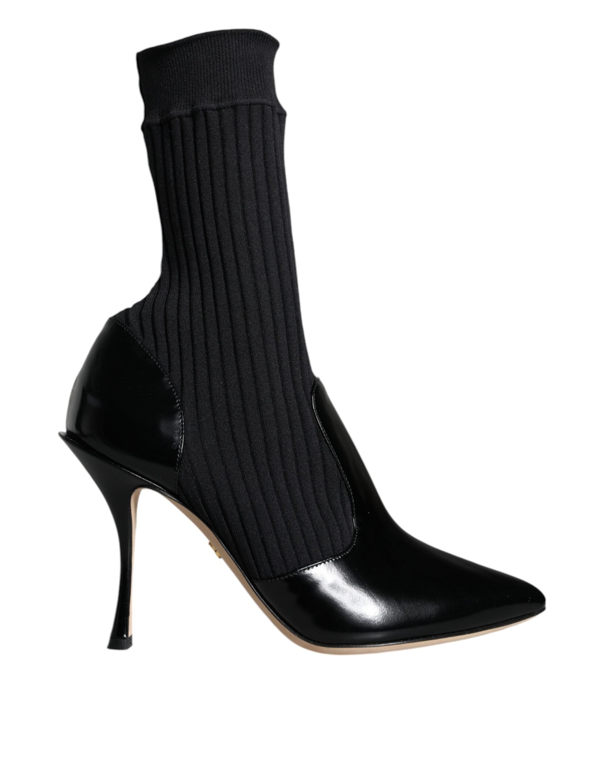 Black Stretch Stilettos Booties Socks Shoes - ventzia