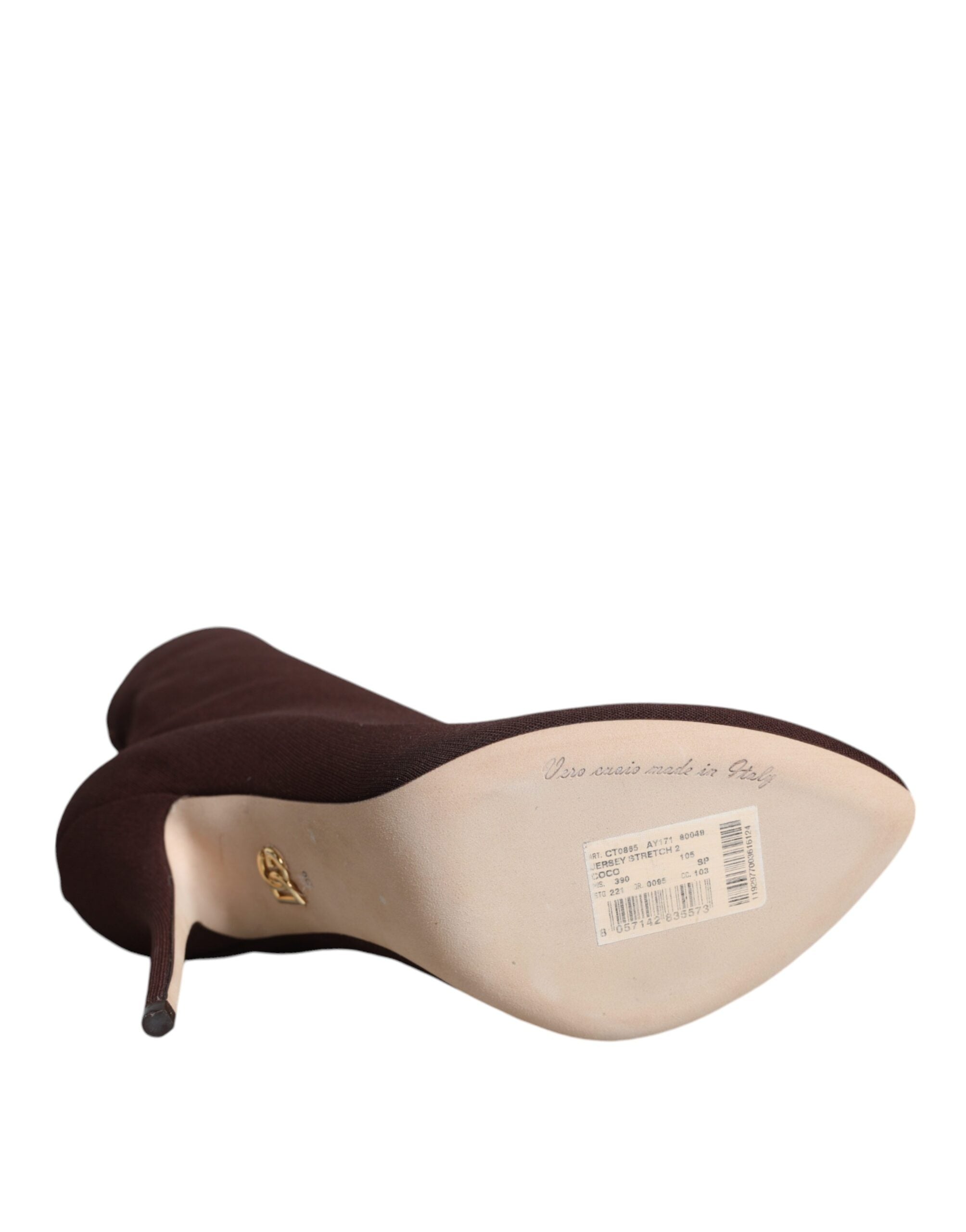 Brown Stiletto Heels Socks Ankle Boots Shoes - ventzia