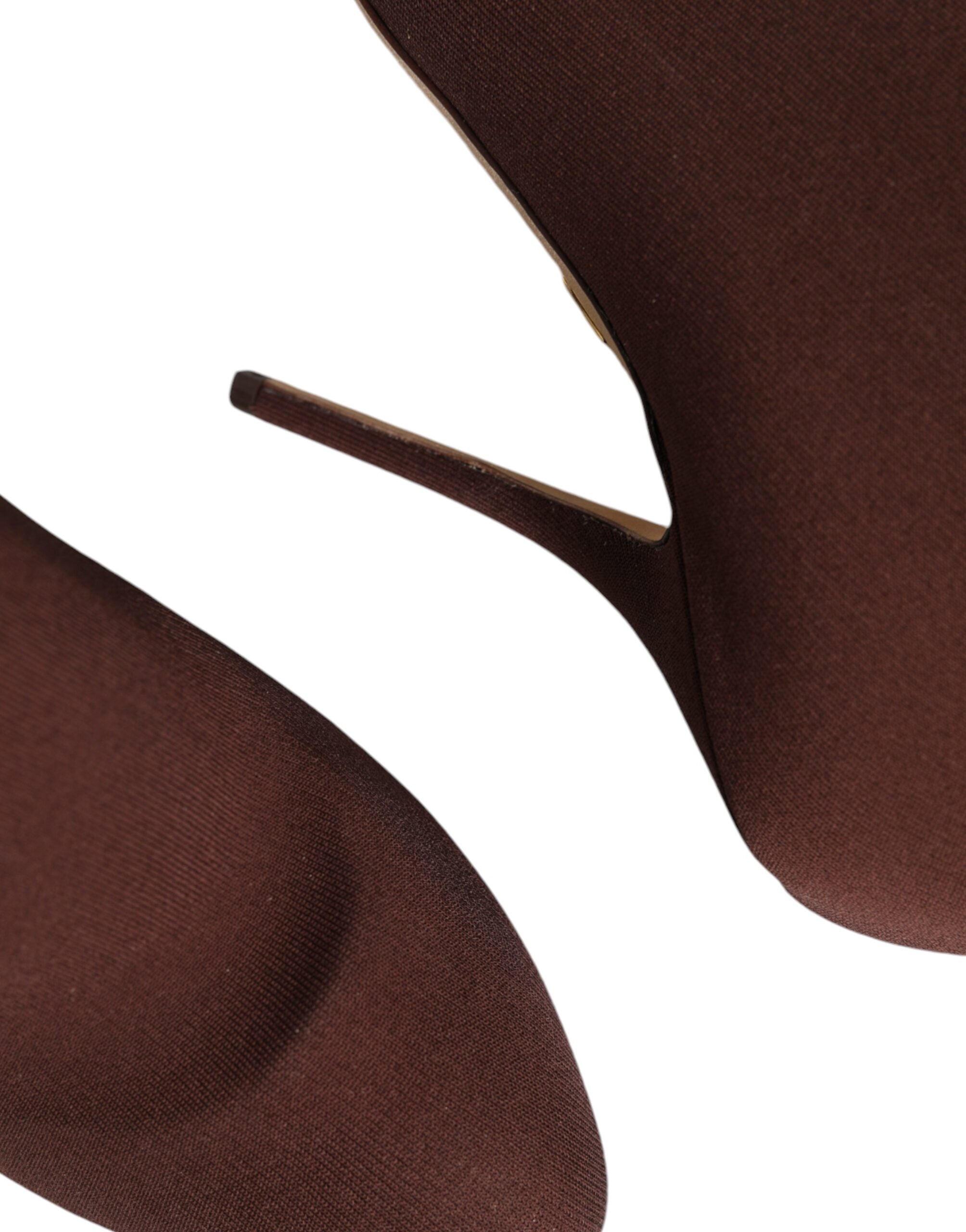 Brown Stiletto Heels Socks Ankle Boots Shoes - ventzia