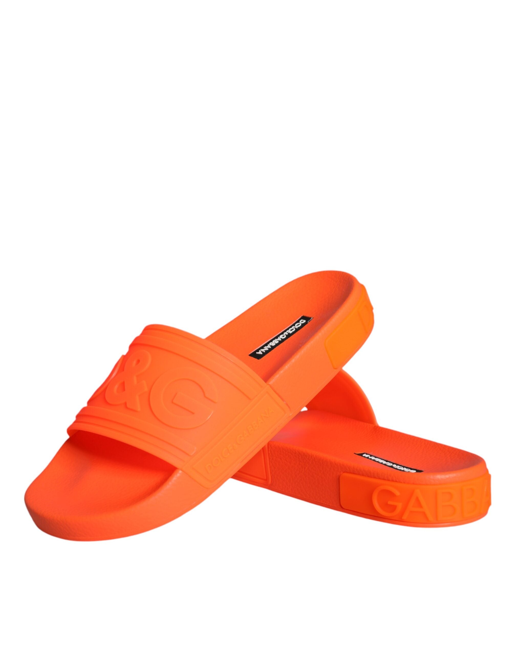 Orange Rubber Slides Sandals Beachwear Shoes - ventzia