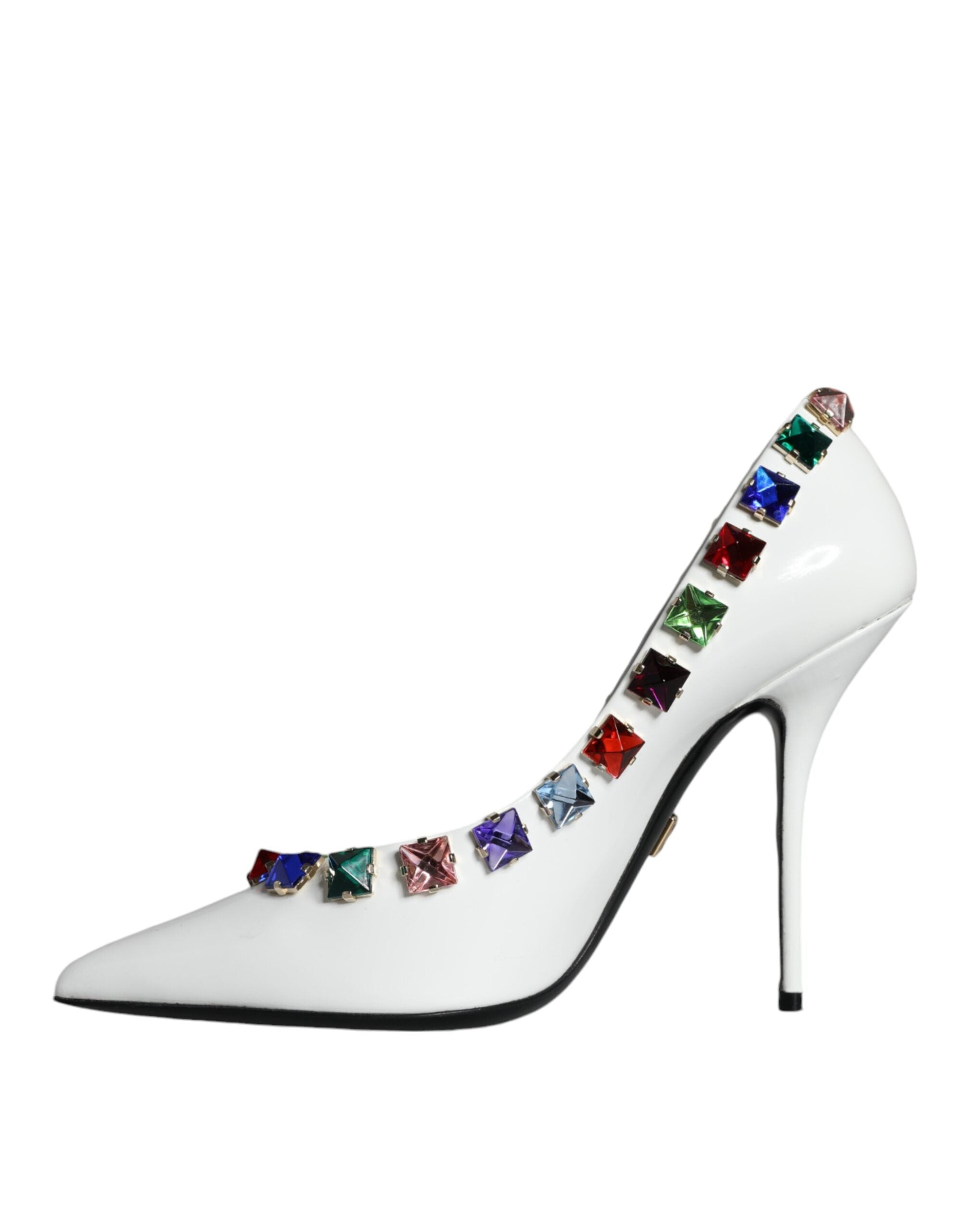 White Crystals Leather High Heels Pumps Shoes - ventzia