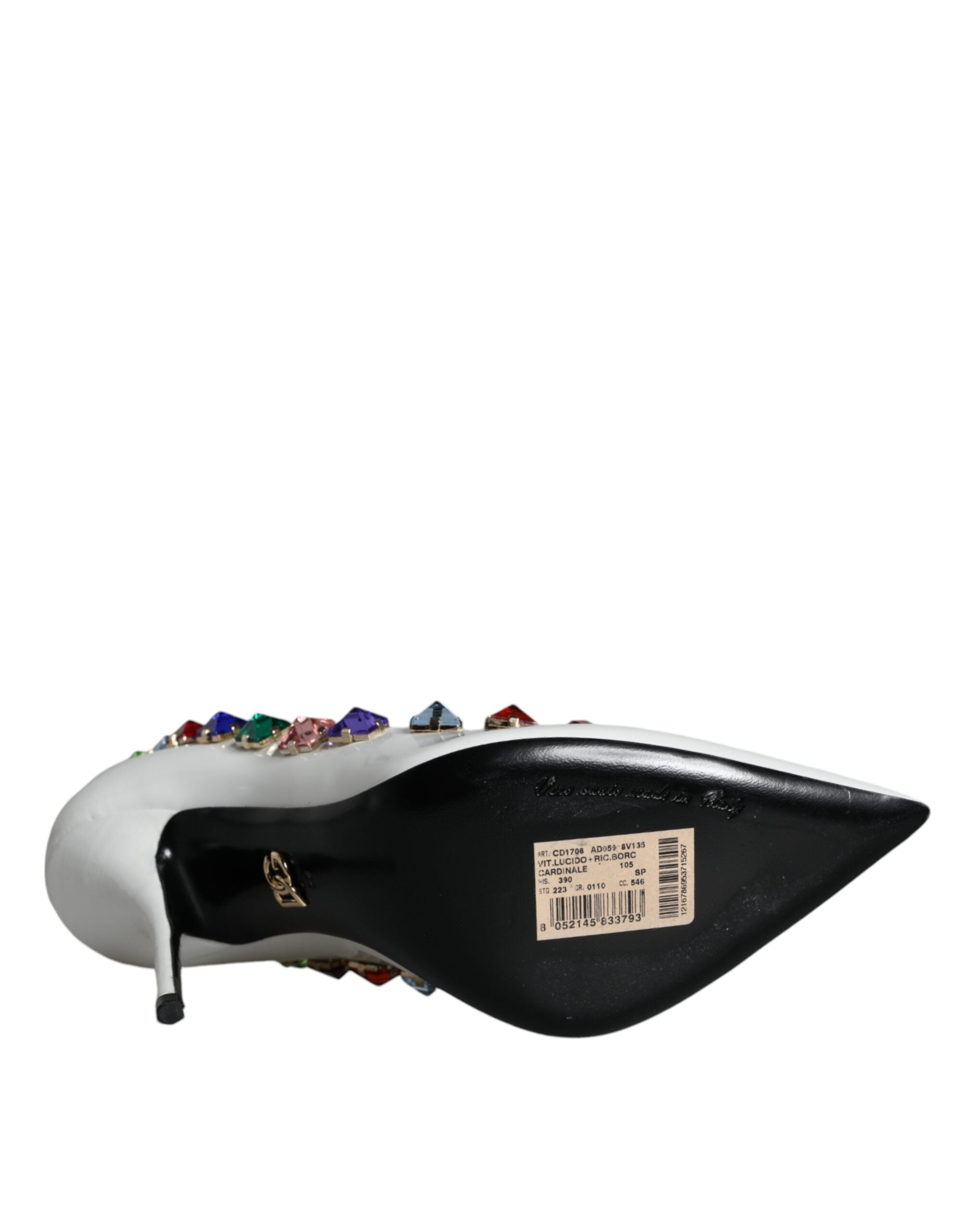 White Crystals Leather High Heels Pumps Shoes - ventzia