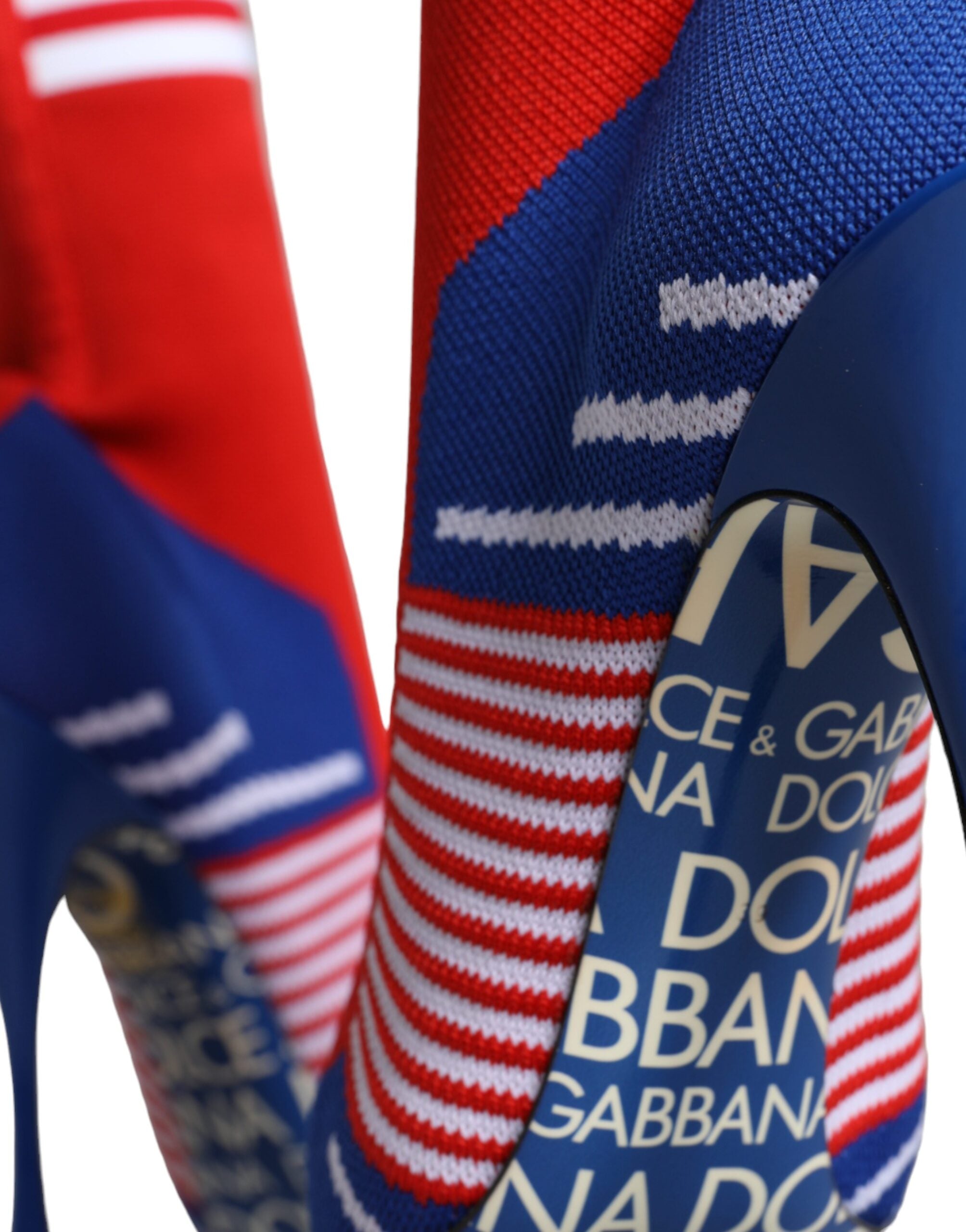 Red Blue Stretch Sock Style Ankle Boots Logo Shoes - ventzia