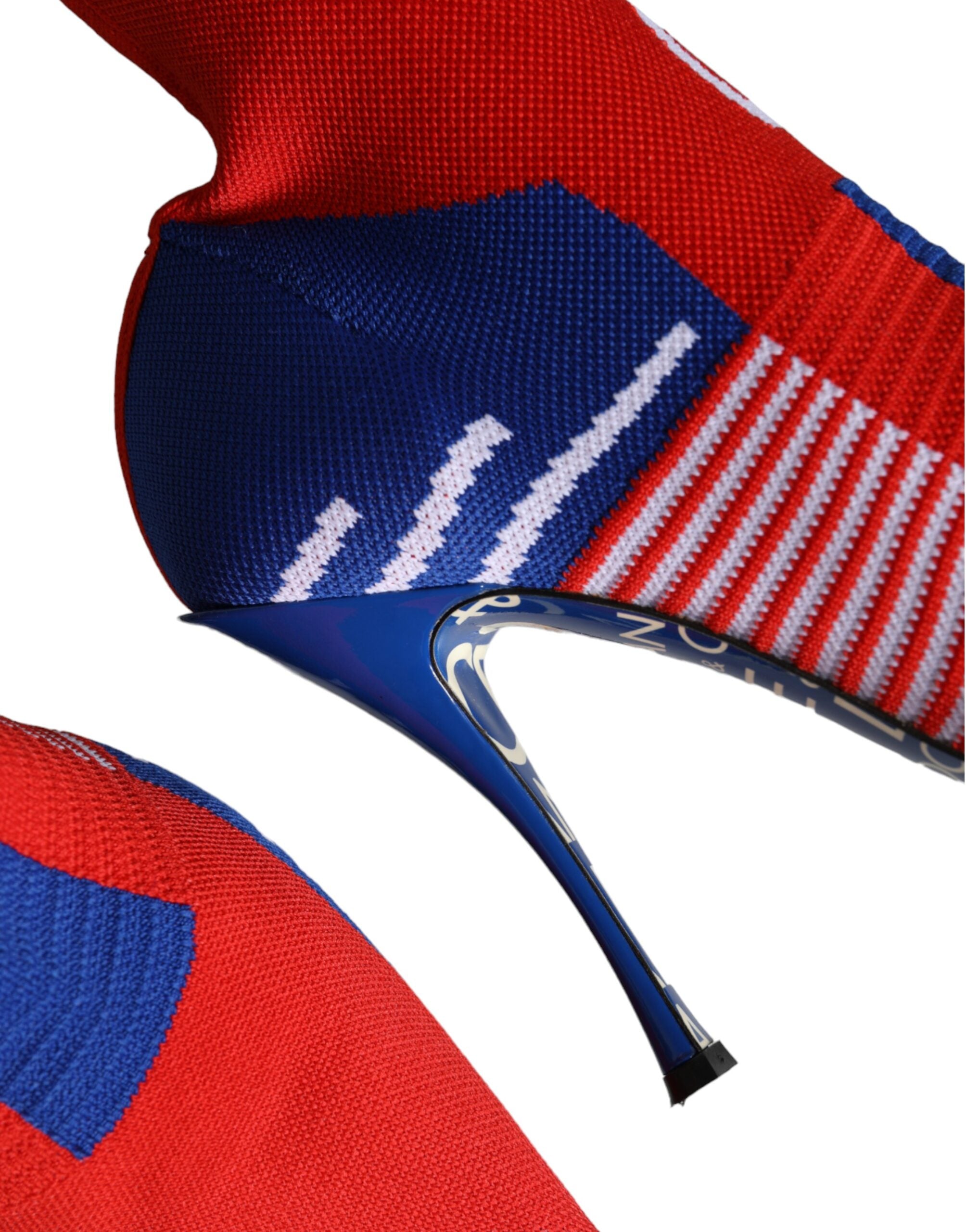 Red Blue Stretch Sock Style Ankle Boots Logo Shoes - ventzia