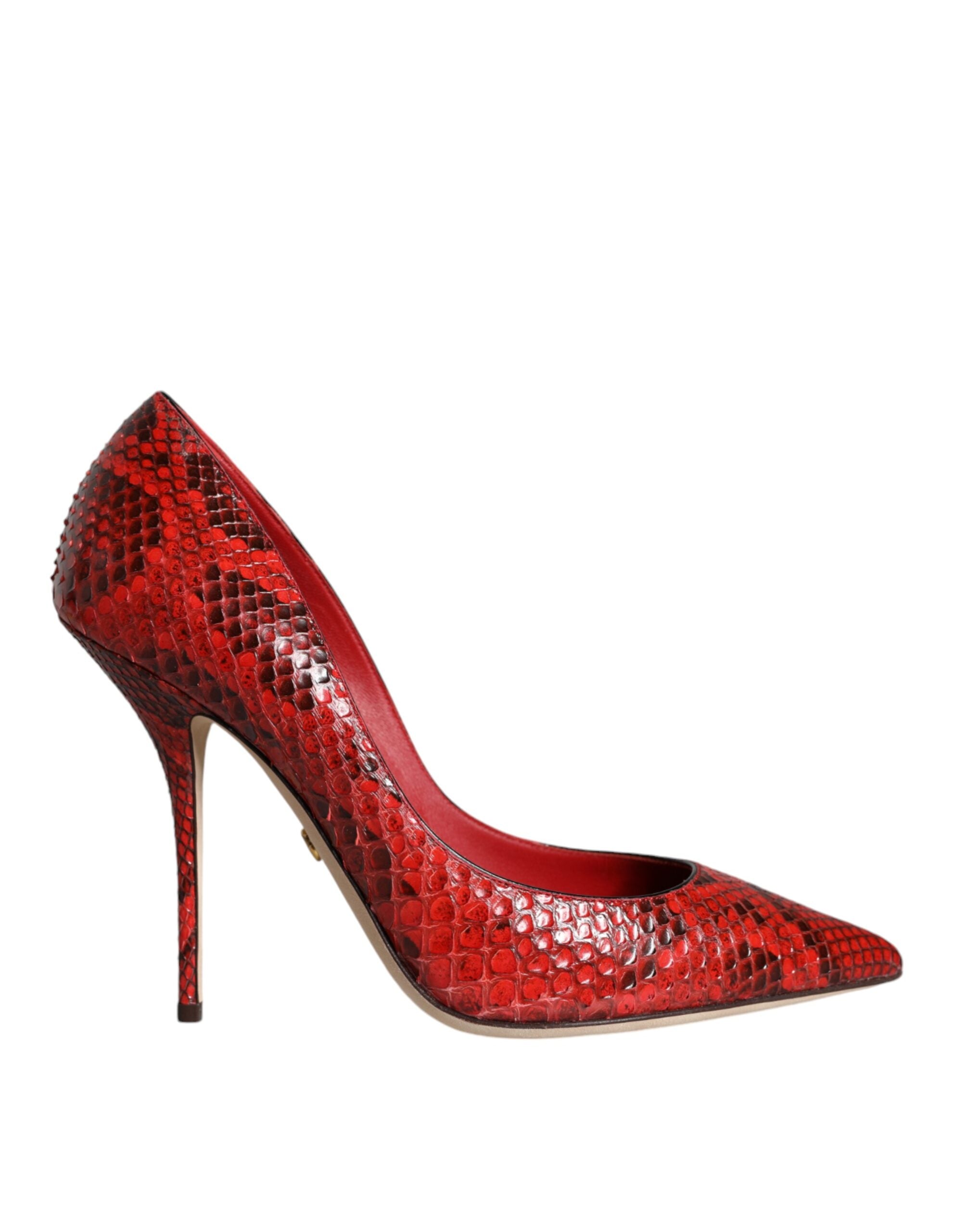 Red Leather Stiletto High Heels Pumps Shoes - ventzia