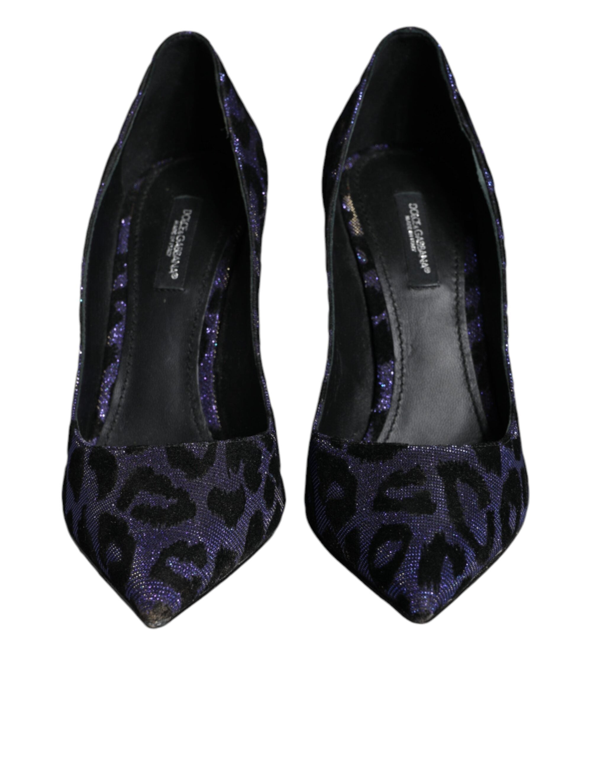 Violet Leopard Lurex High Heels Pumps Shoes - ventzia