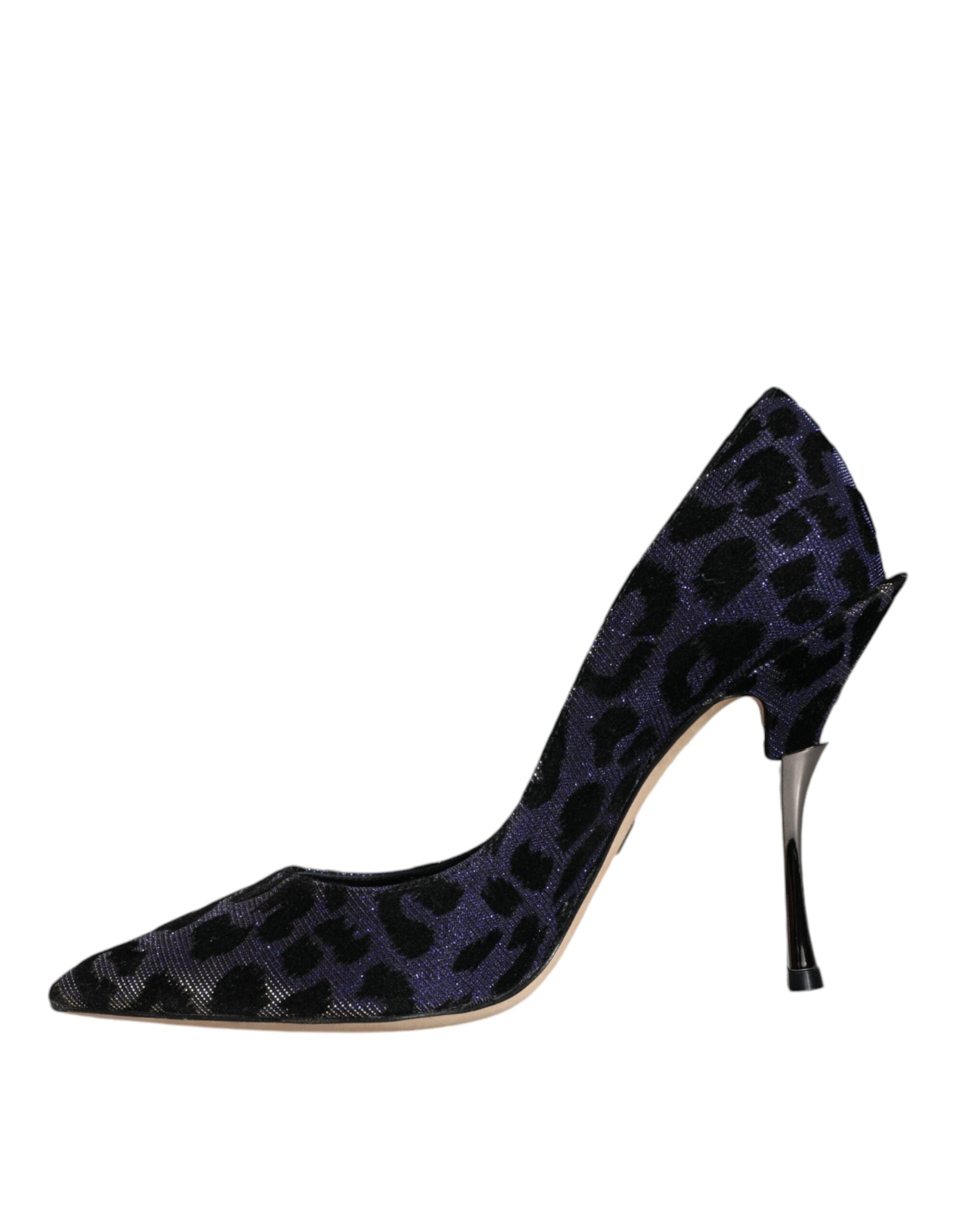 Violet Leopard Lurex High Heels Pumps Shoes - ventzia