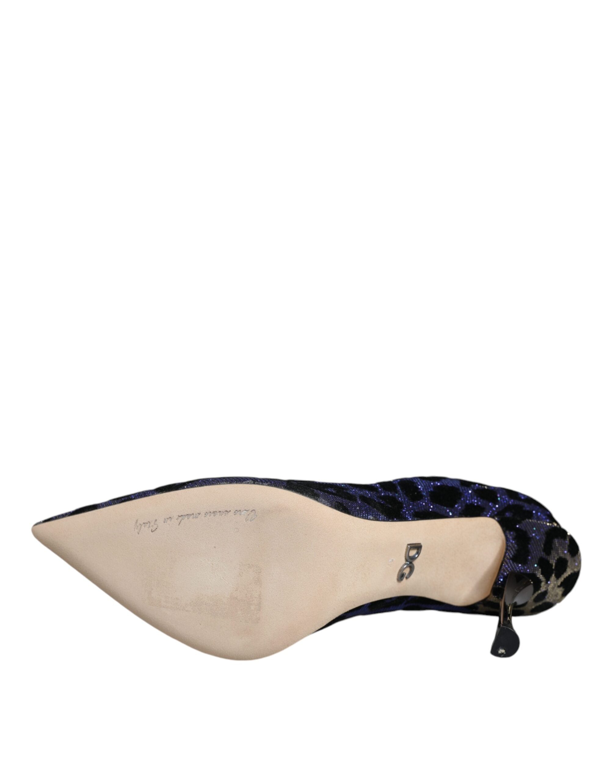 Violet Leopard Lurex High Heels Pumps Shoes - ventzia