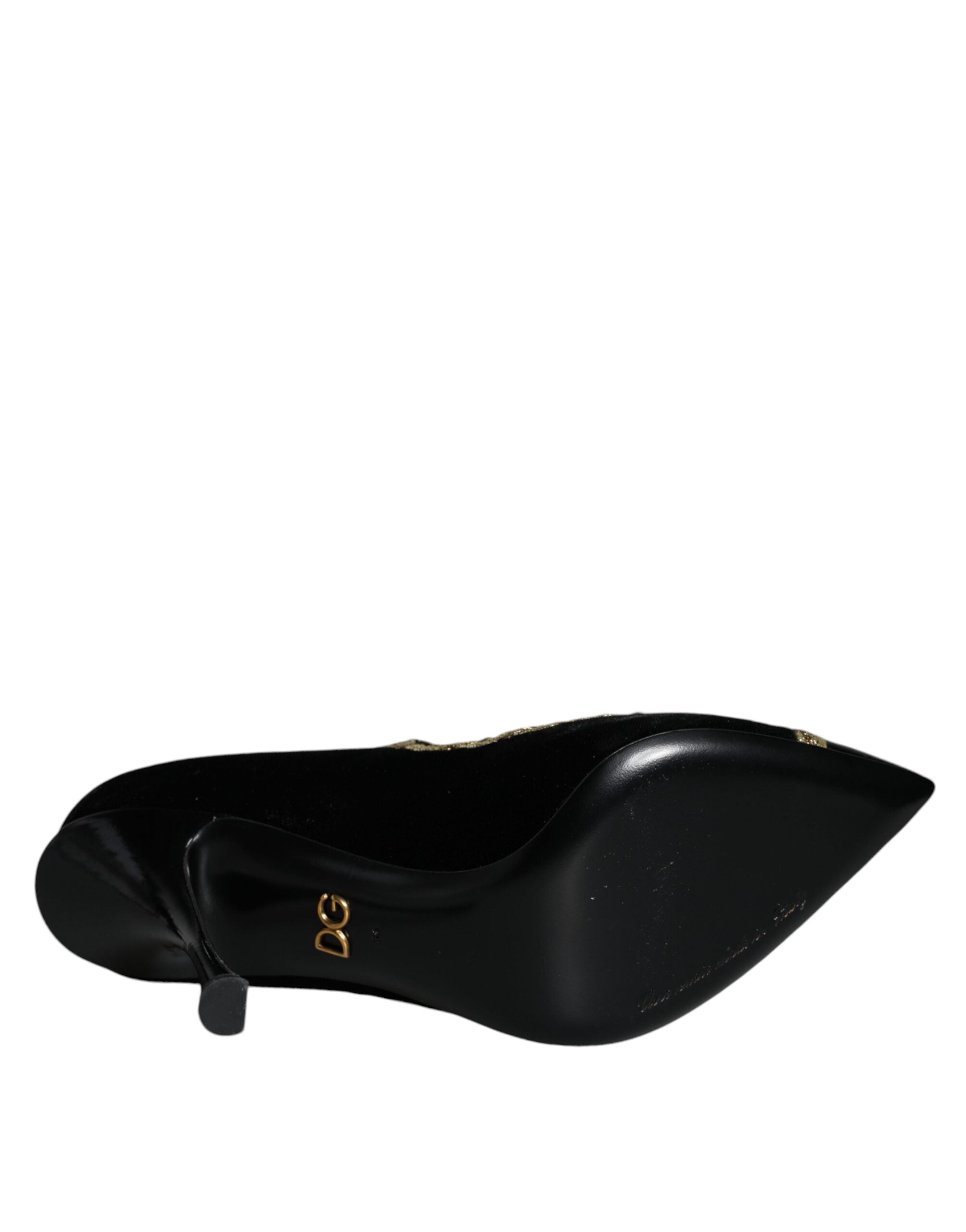 Black Mary Janes Velvet Gold Pumps Shoes - ventzia