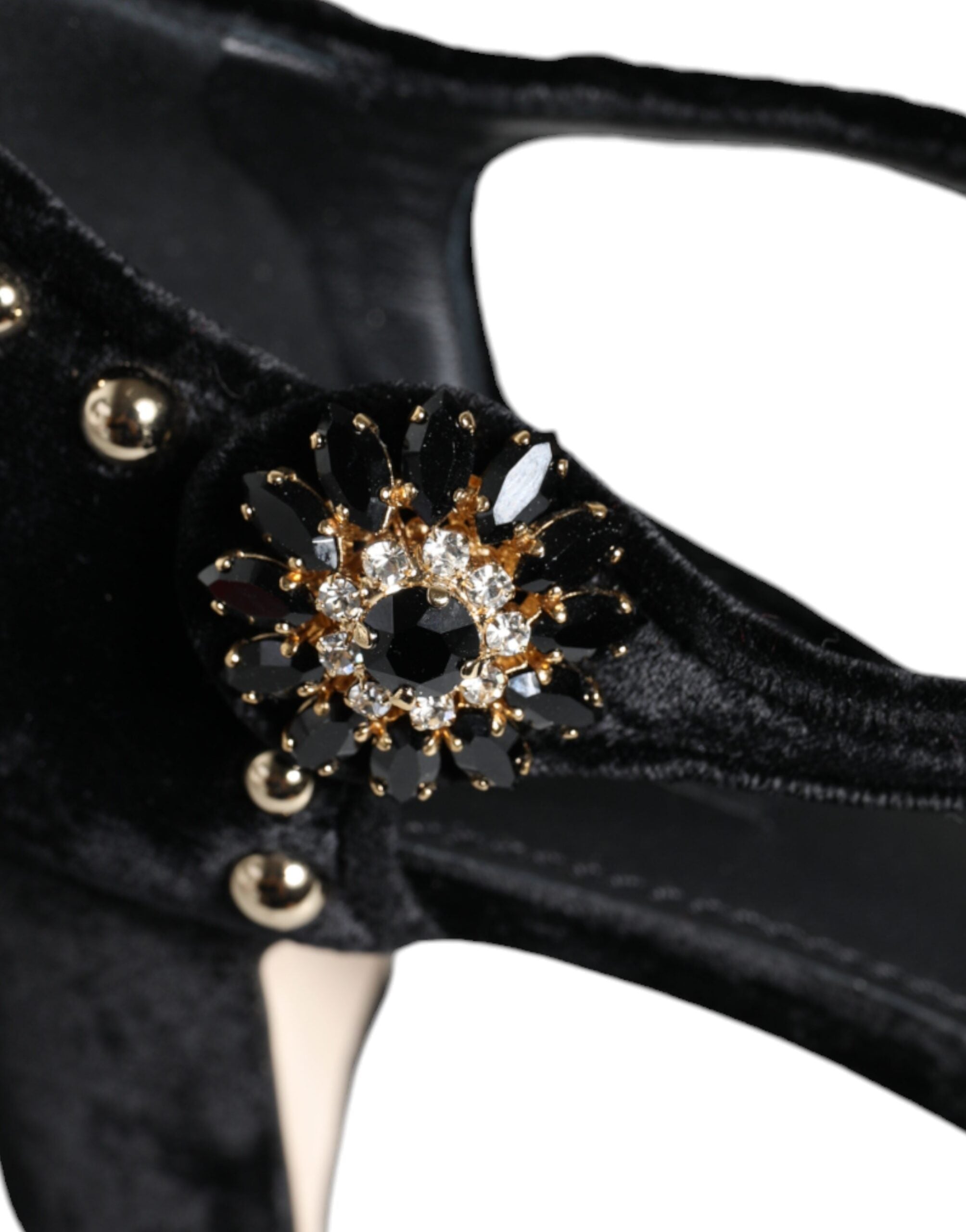 Black Velvet Roses Ankle Strap Pumps Shoes - ventzia