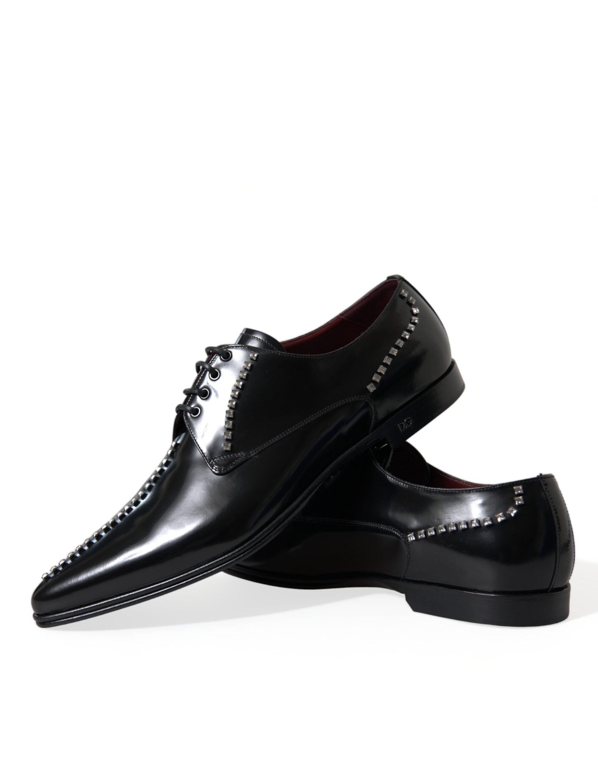 Black Leather Crystal Dress Formal Shoes - ventzia