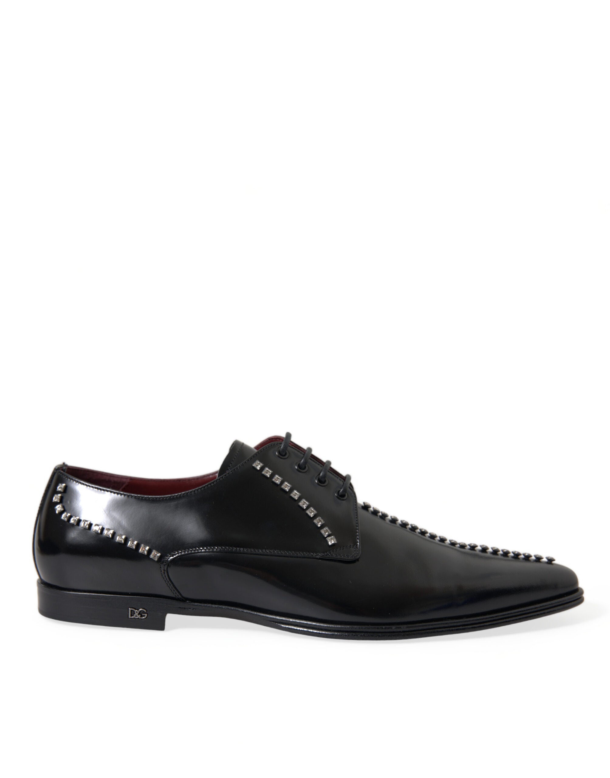 Black Leather Crystal Dress Formal Shoes - ventzia