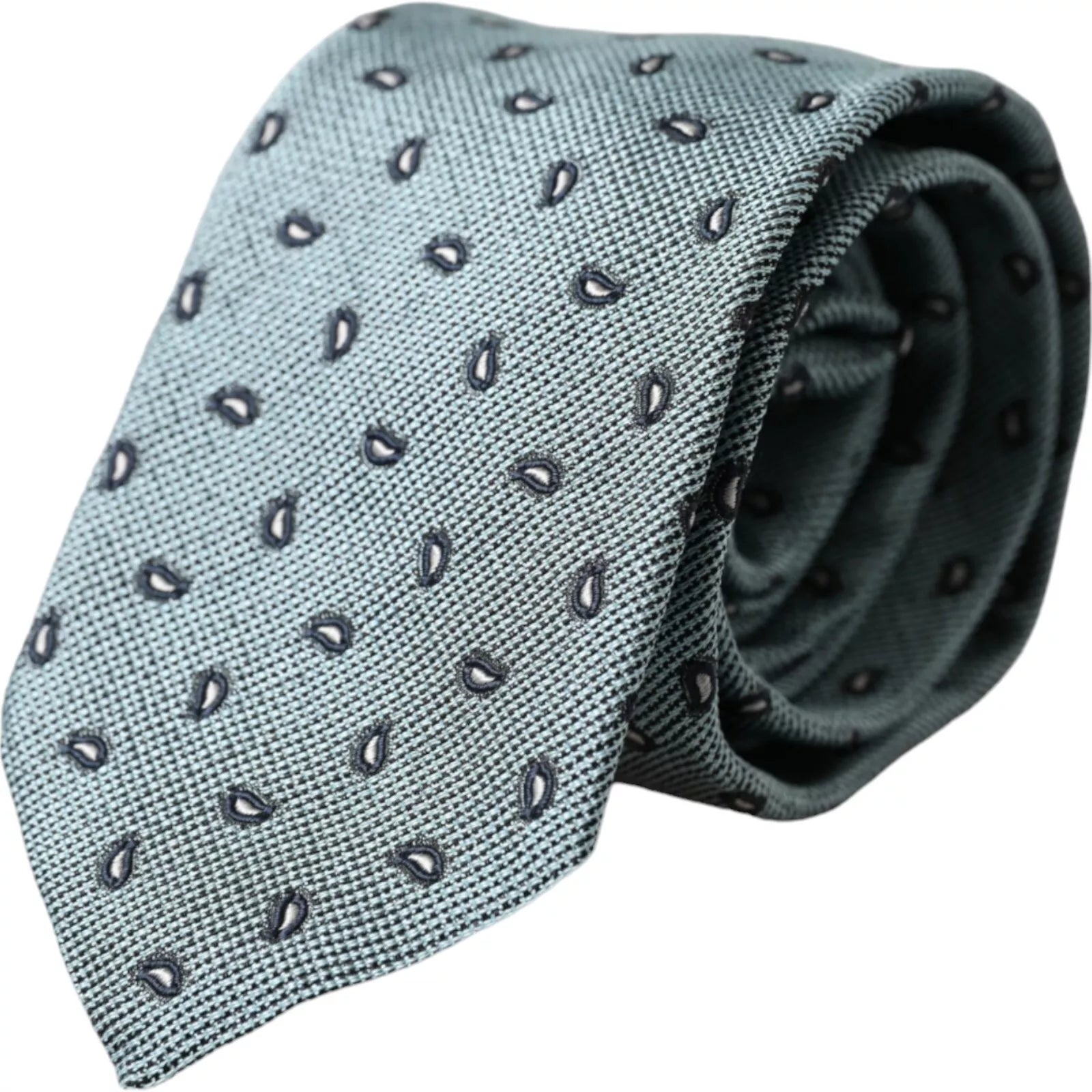 Green 100% Silk Patterned Adjustable Men Tie - ventzia