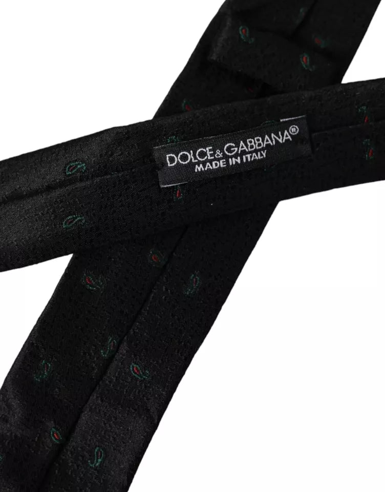 Black Fantasy 100% Silk Adjustable Men Tie - ventzia