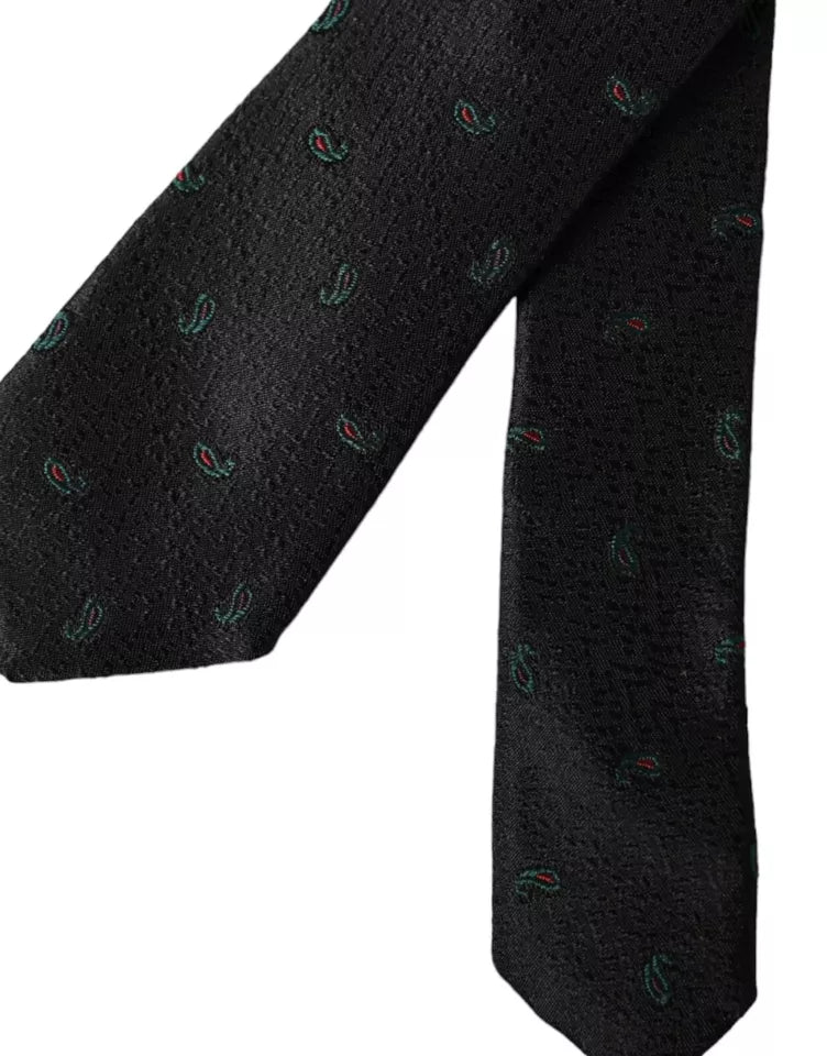 Black Fantasy 100% Silk Adjustable Men Tie - ventzia