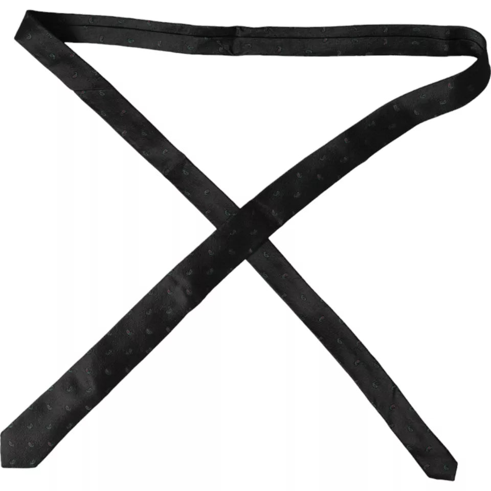 Black Fantasy 100% Silk Adjustable Men Tie - ventzia