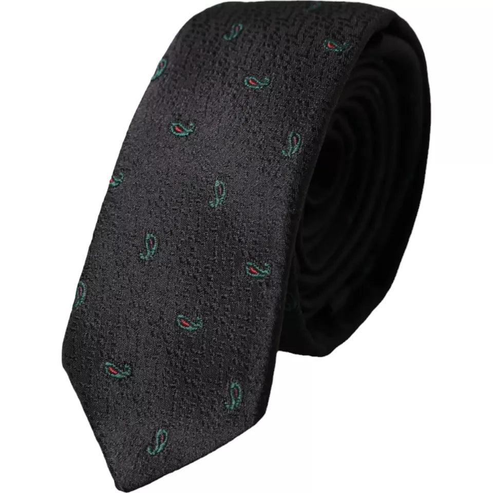 Black Fantasy 100% Silk Adjustable Men Tie - ventzia