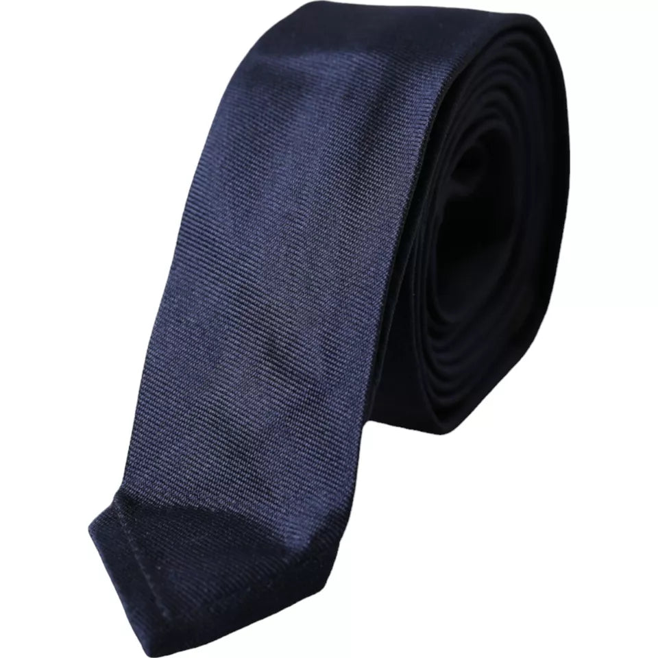 Dark Blue Silk Skinny Adjustable Tie - ventzia