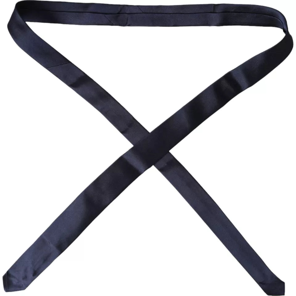 Dark Blue Silk Skinny Adjustable Tie - ventzia