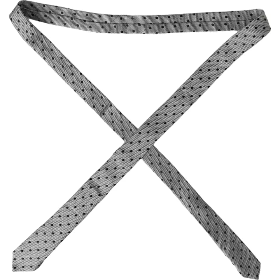 Black White Dot Fantasy Silk Adjustable Men Tie - ventzia