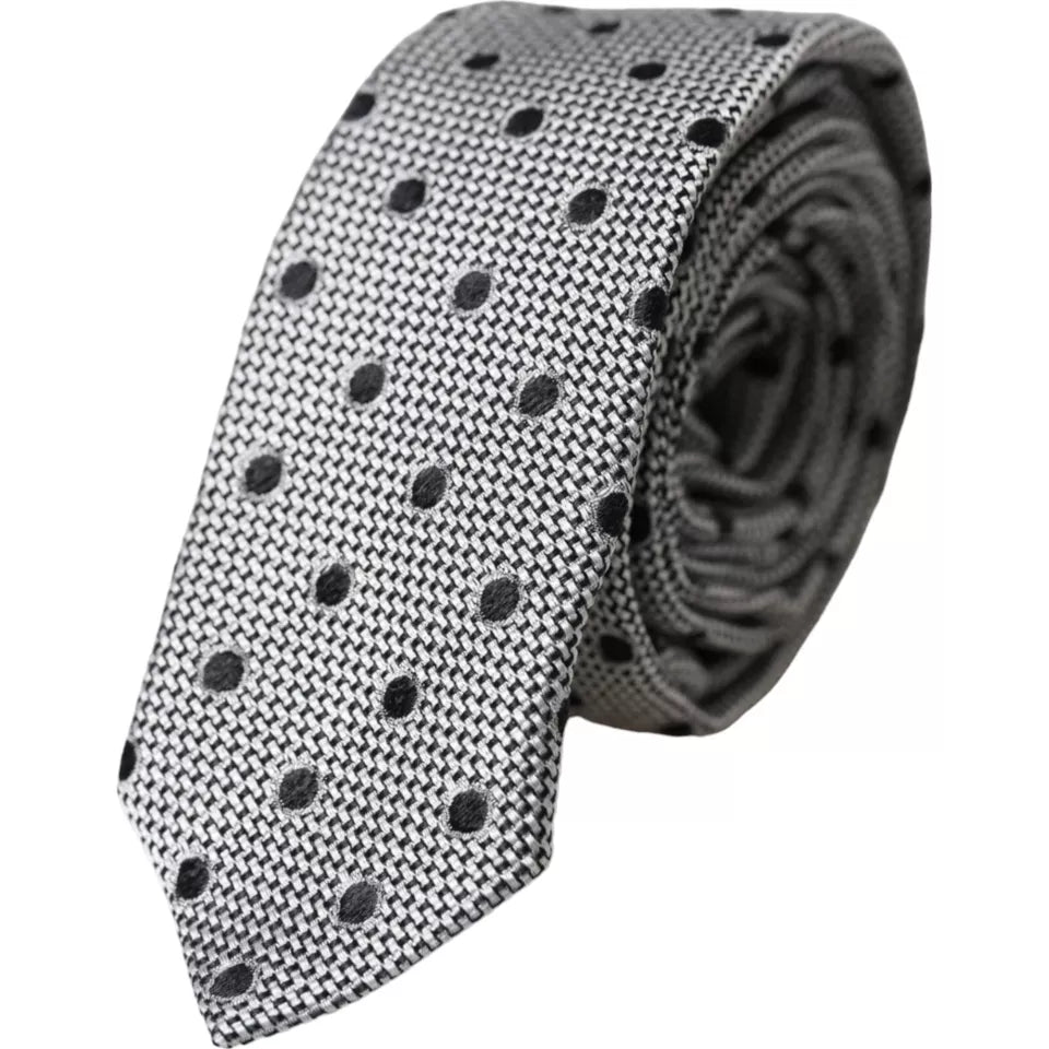Black White Dot Fantasy Silk Adjustable Men Tie - ventzia